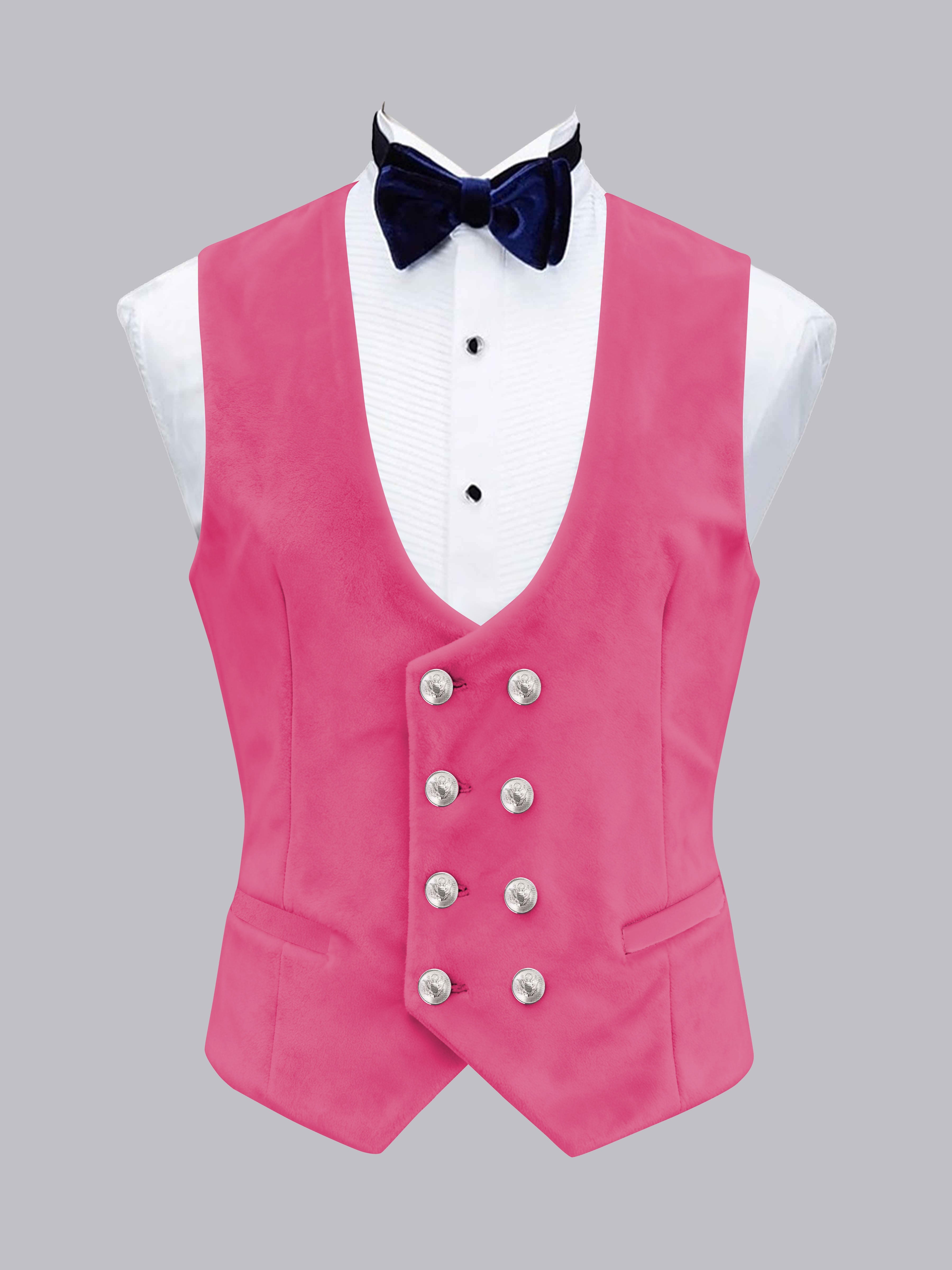 Men's Slim Fit Double Breasted Velvet Vest UK