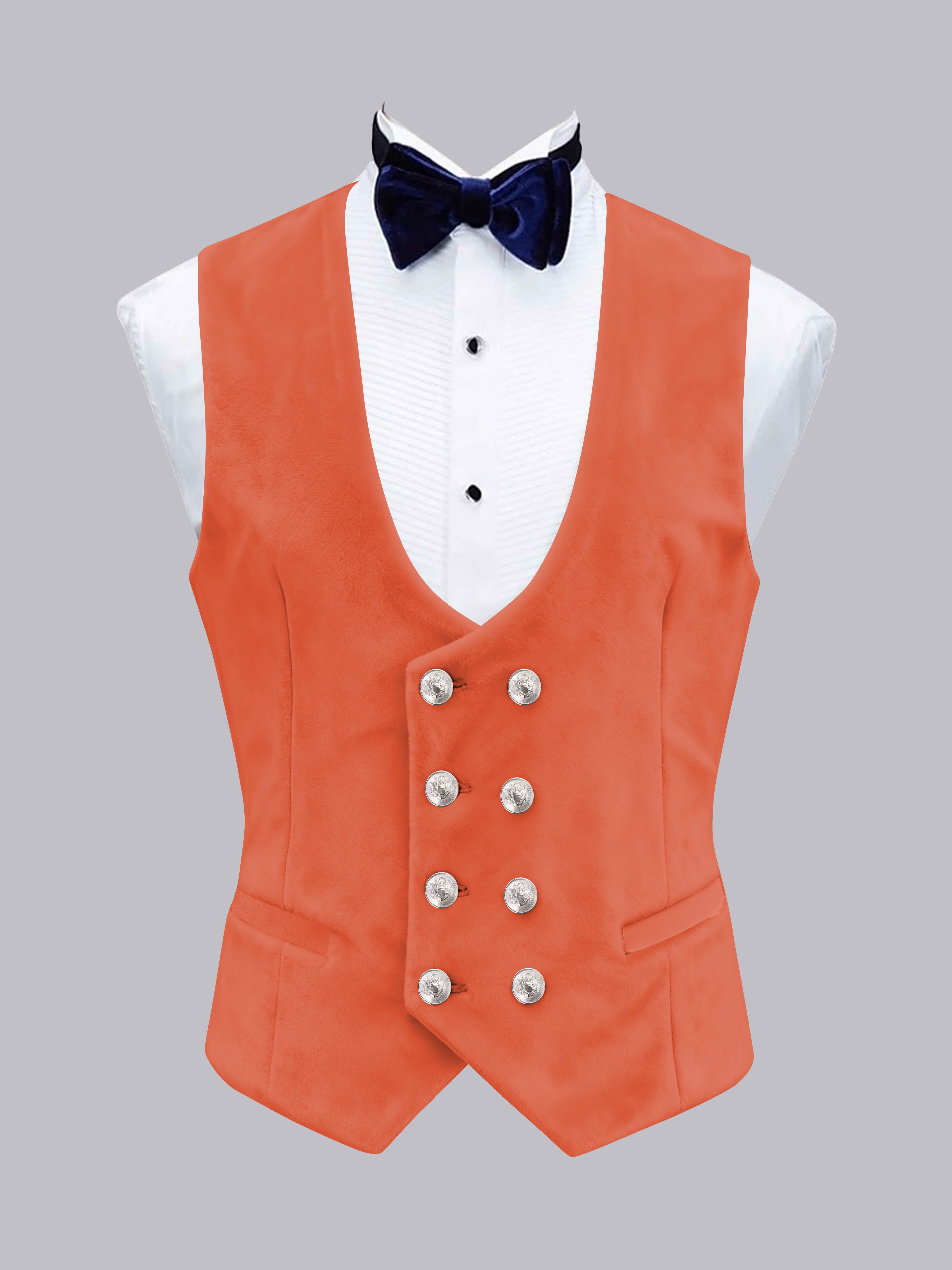 Men's Slim Fit Double Breasted Velvet Vest UK