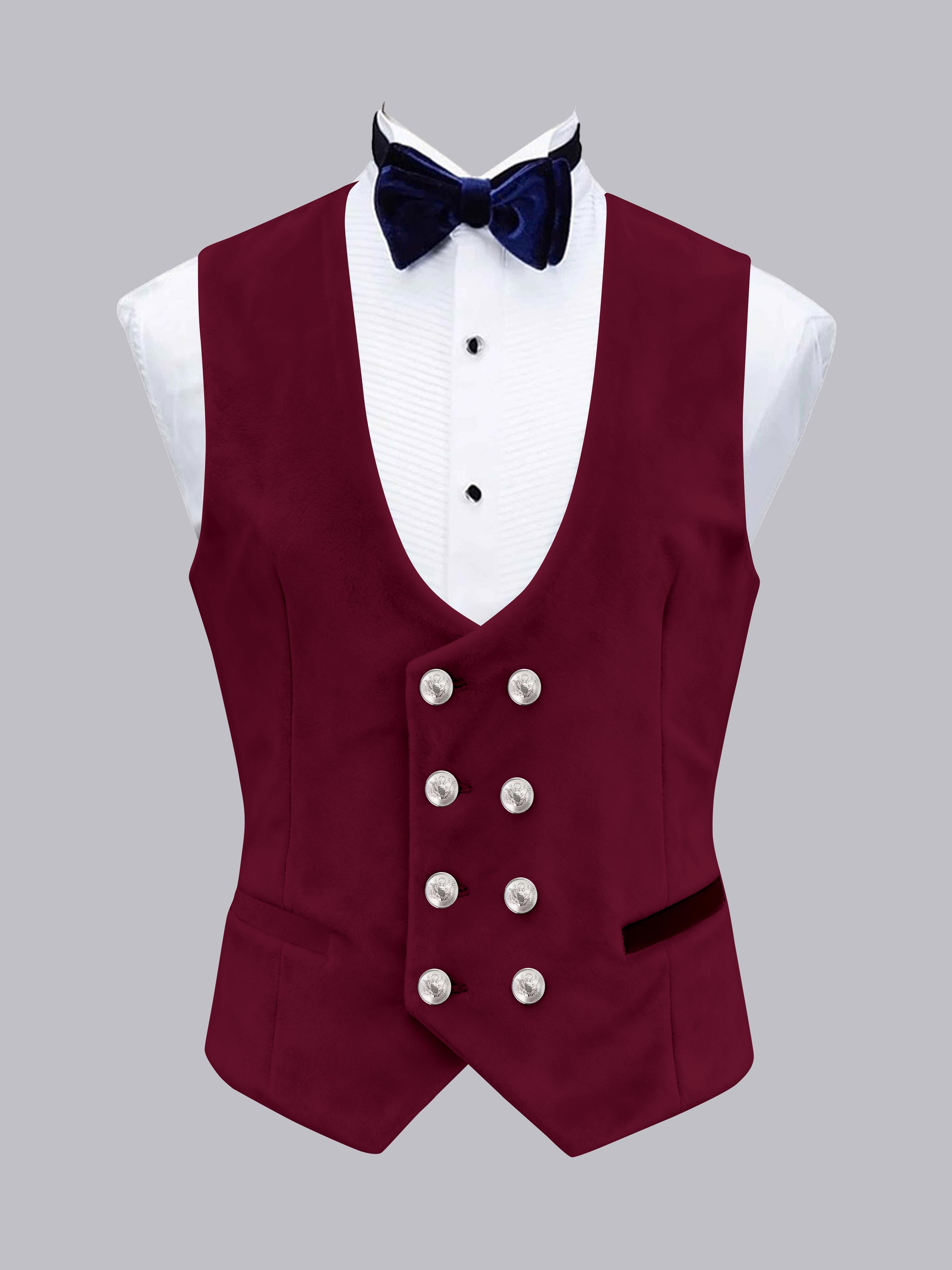 Men's Slim Fit Double Breasted Velvet Vest UK