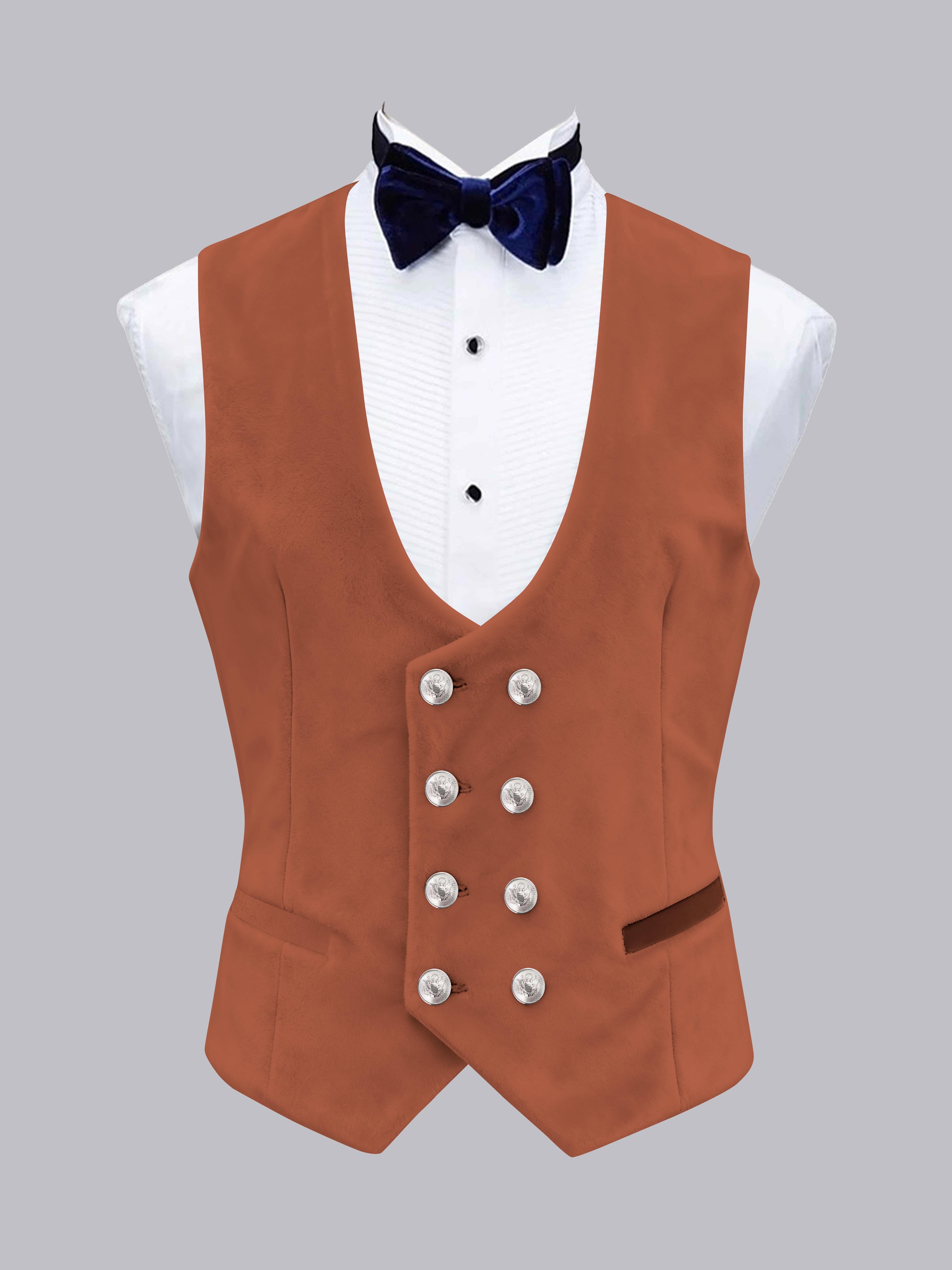 Men's Slim Fit Double Breasted Velvet Vest UK