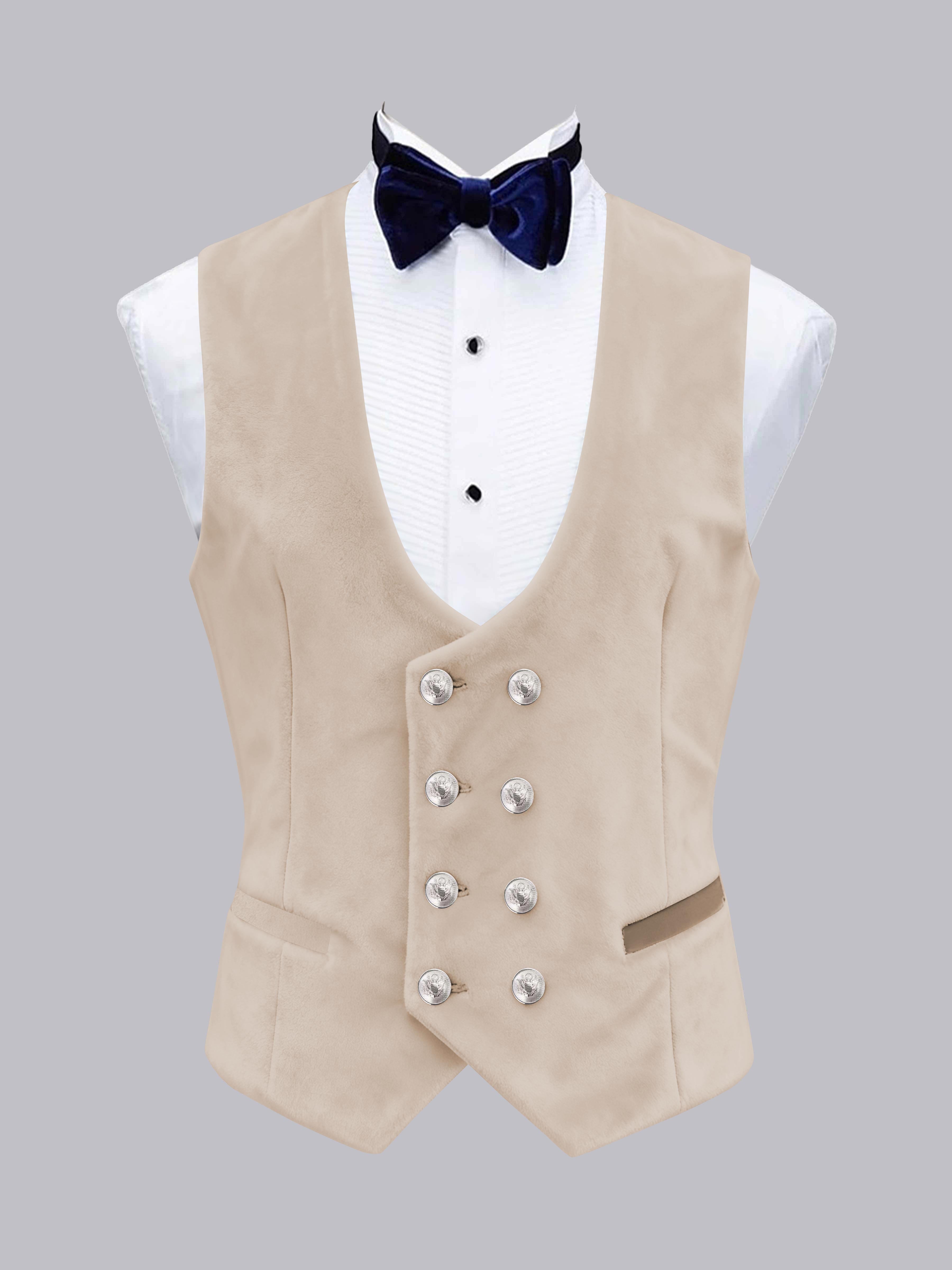 Men's Slim Fit Double Breasted Velvet Vest UK