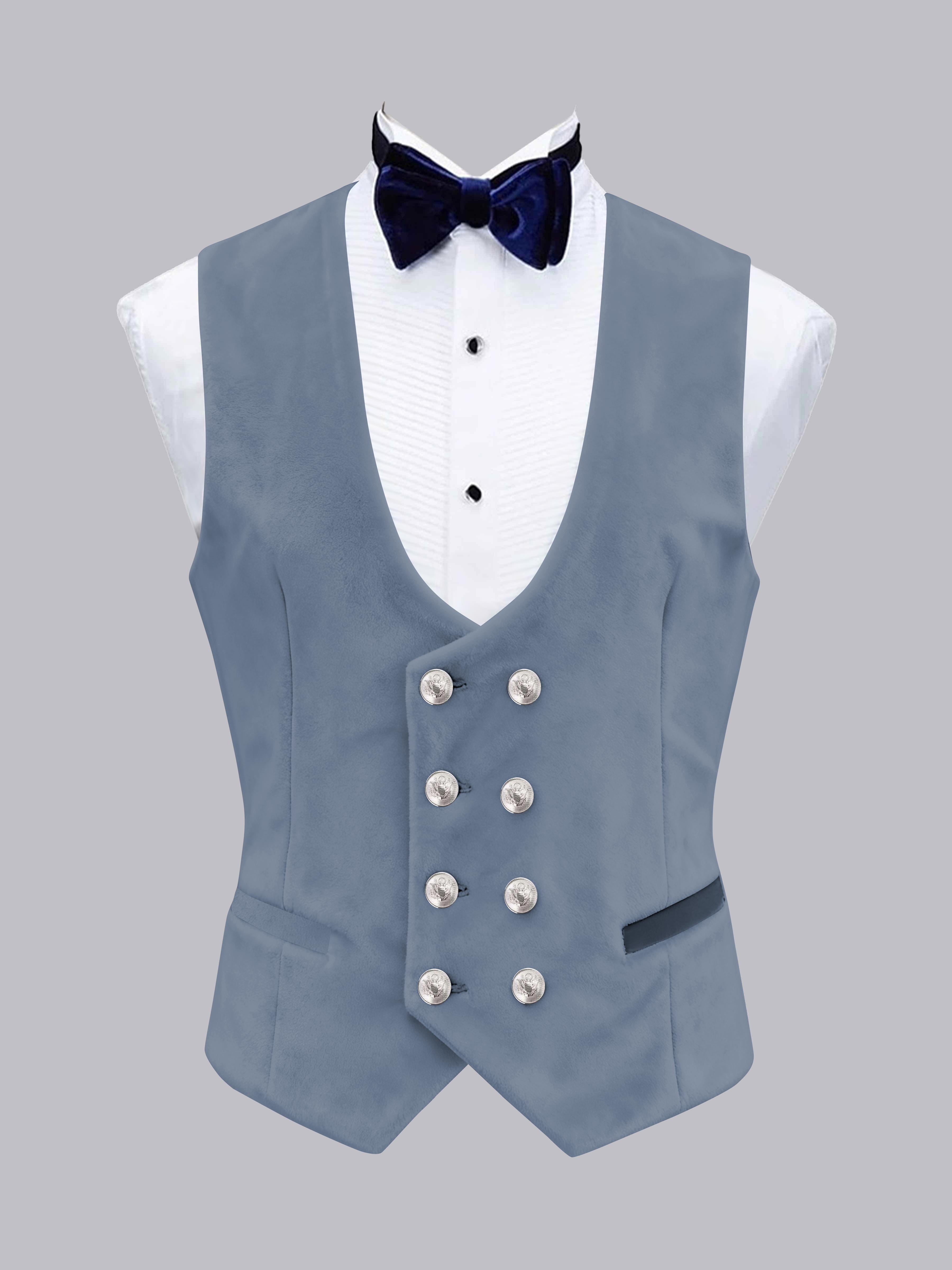 Men's Slim Fit Double Breasted Velvet Vest UK