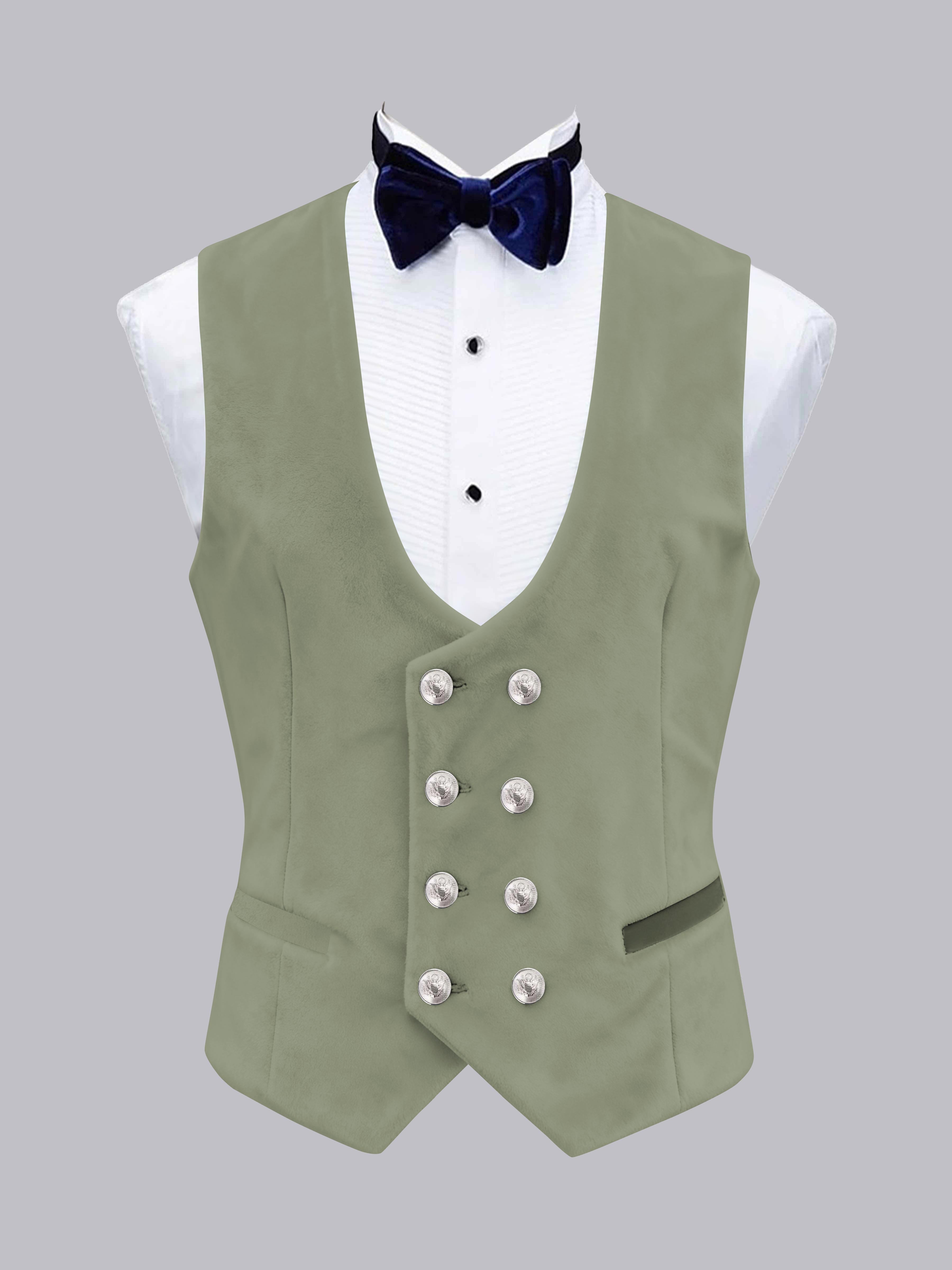 Men's Slim Fit Double Breasted Velvet Vest UK
