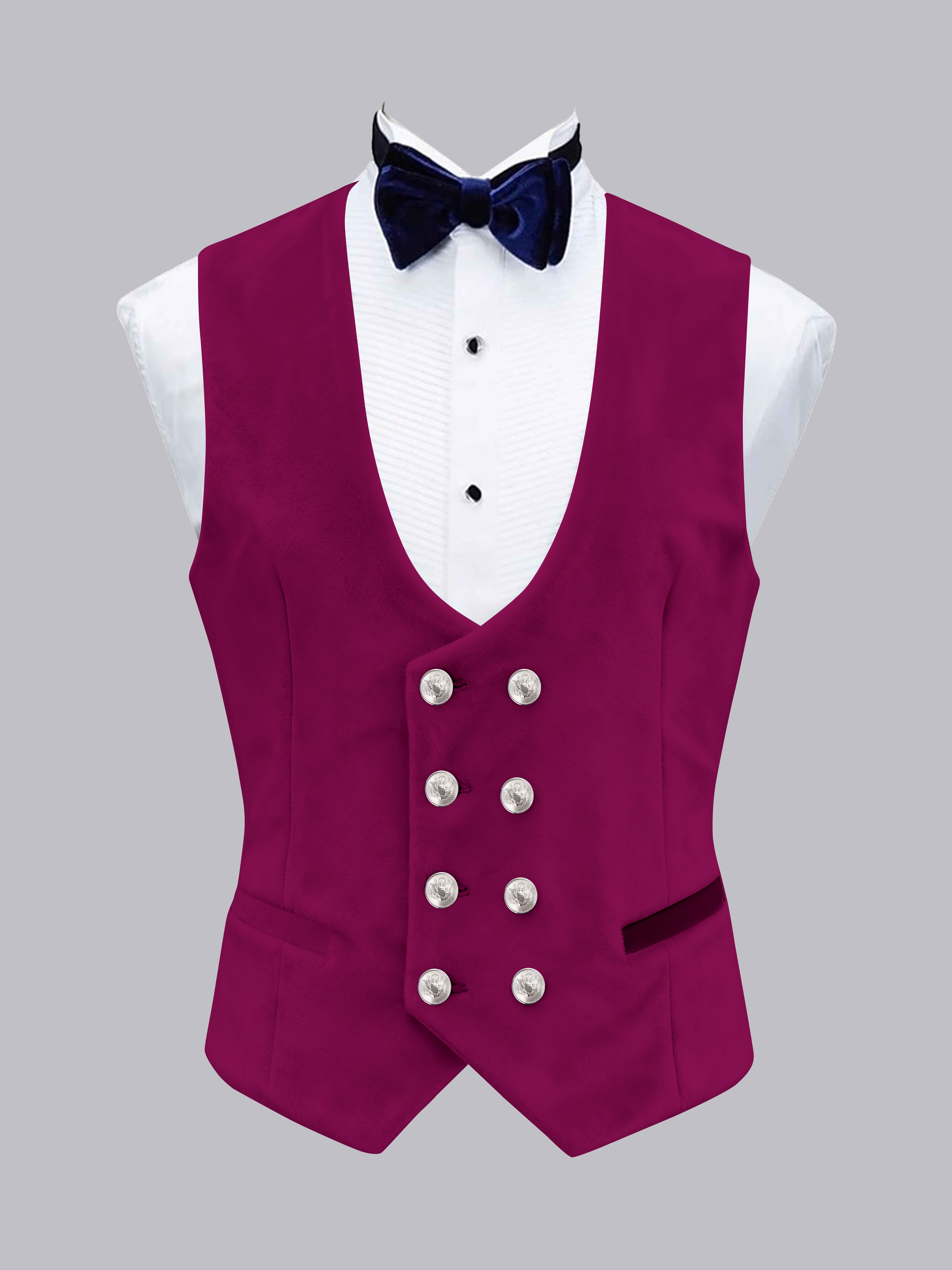 Men's Slim Fit Double Breasted Velvet Vest UK