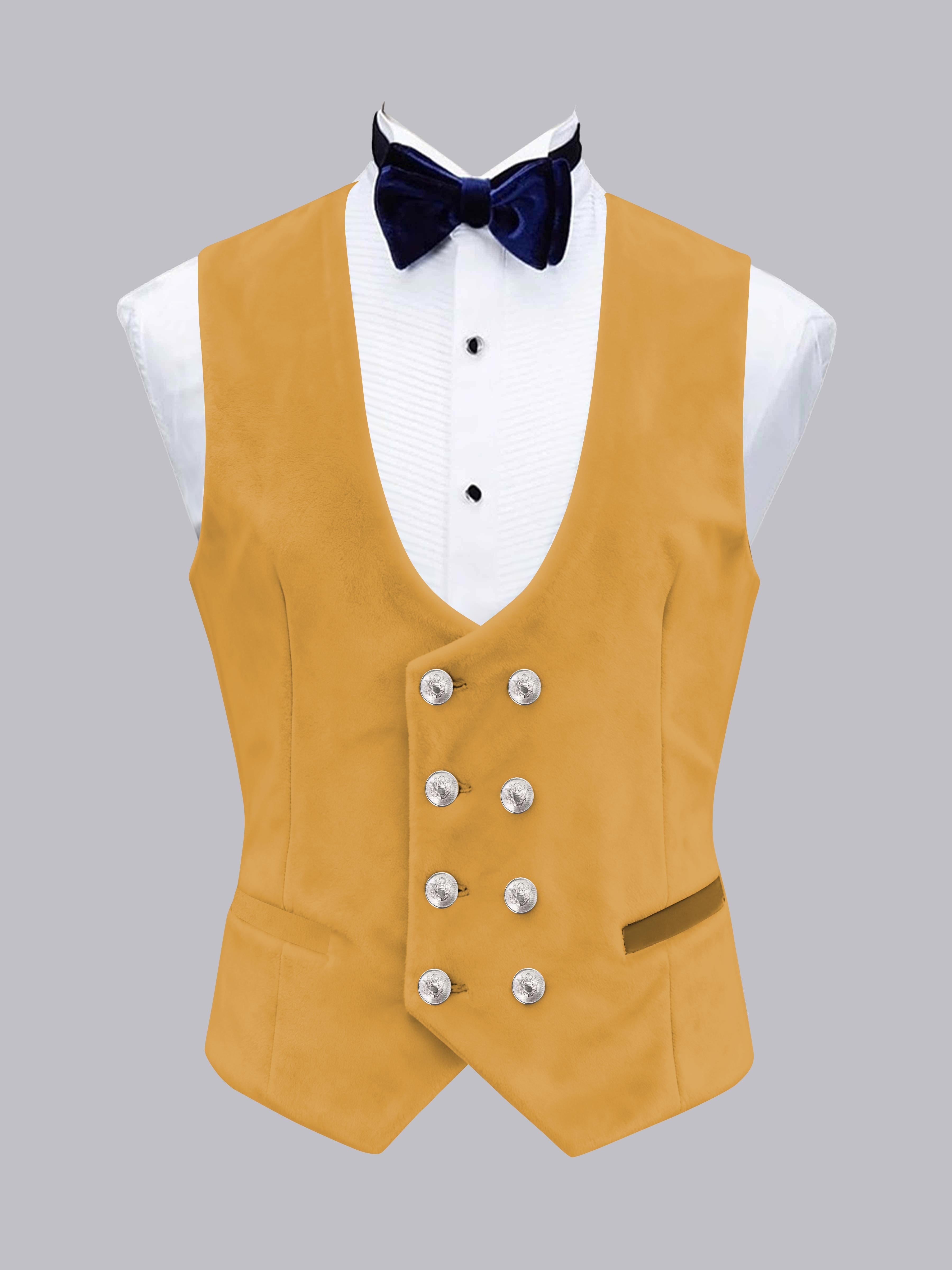 Men's Slim Fit Double Breasted Velvet Vest UK