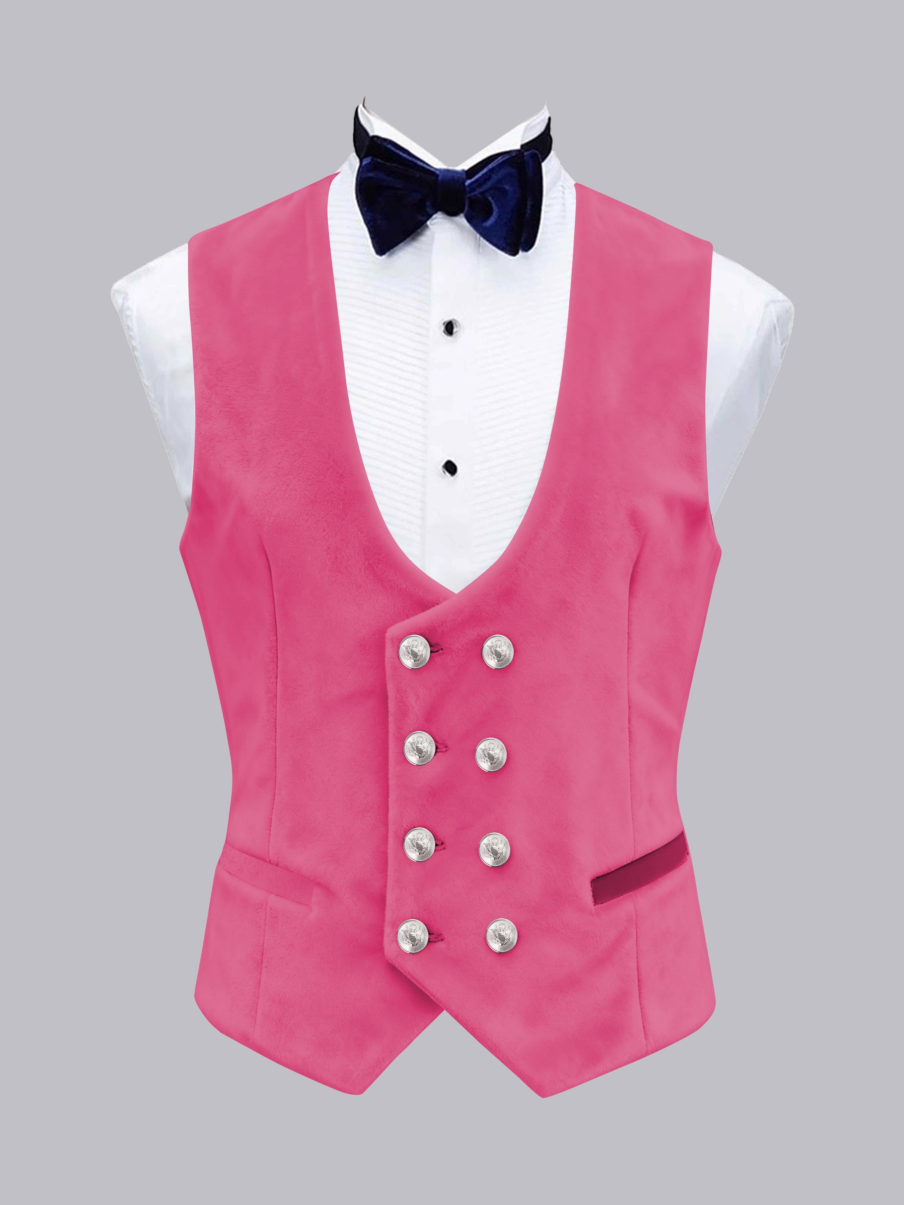 Men's Slim Fit Double Breasted Velvet Vest UK