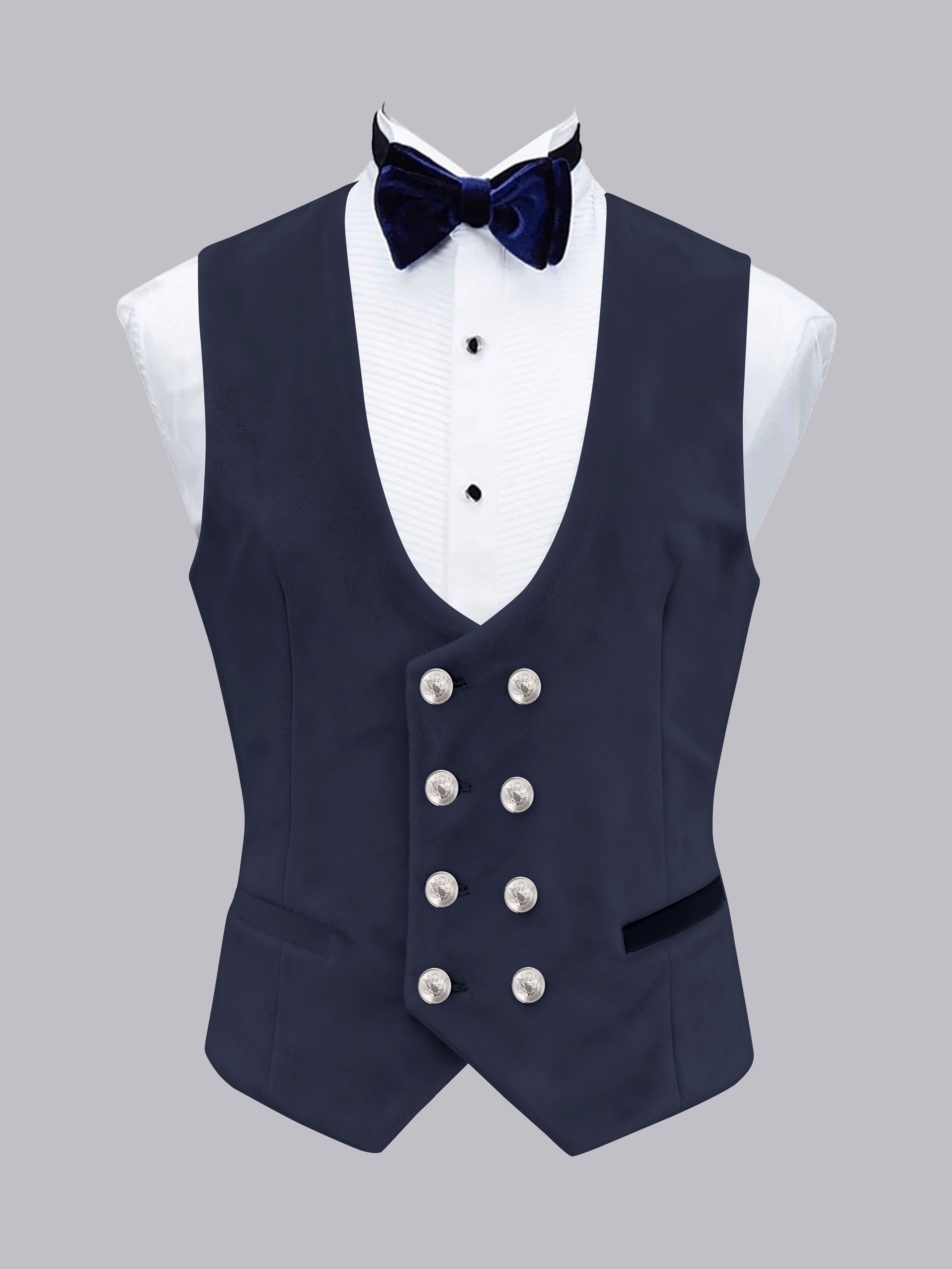 Men's Slim Fit Double Breasted Velvet Vest UK