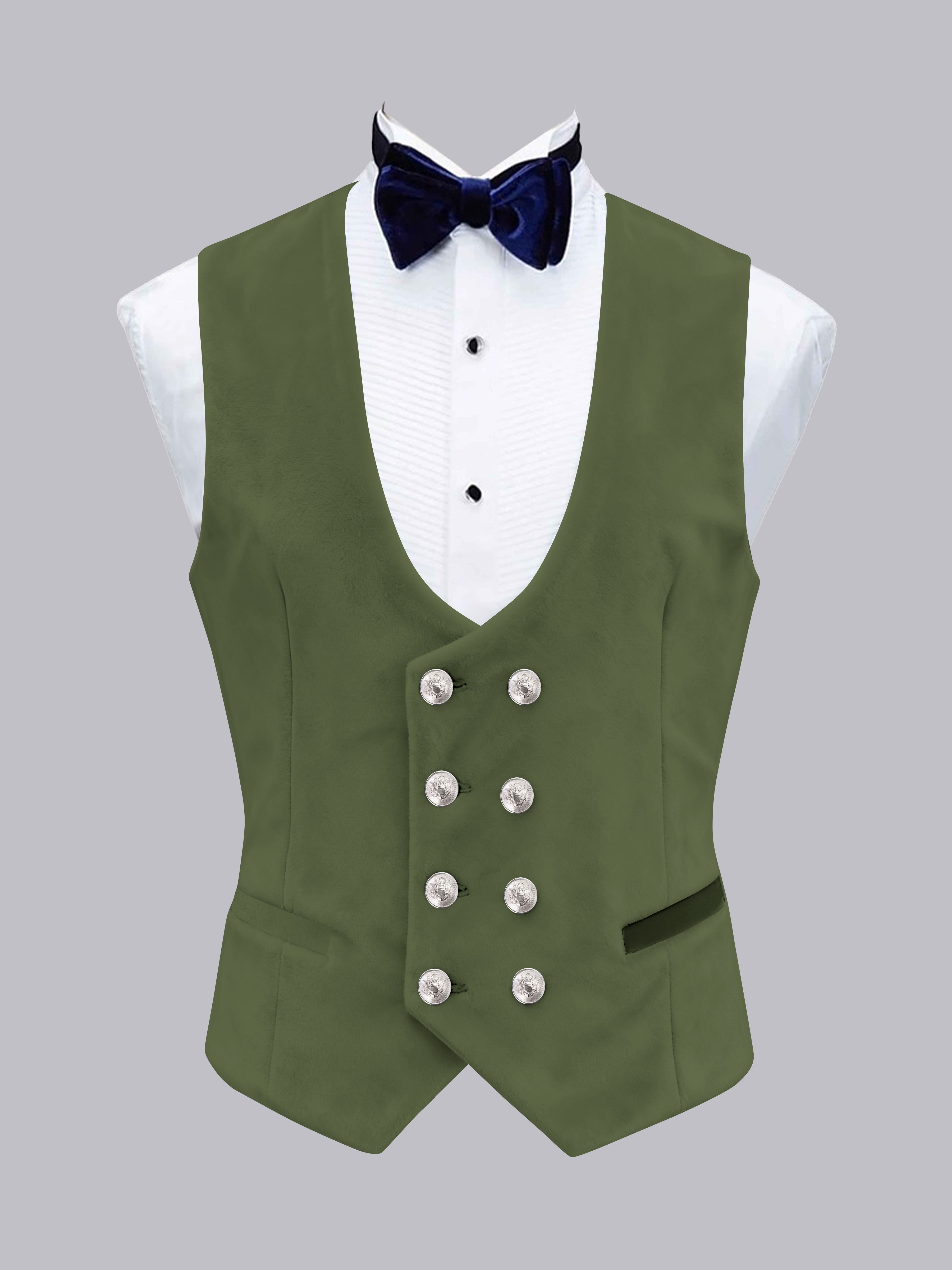 Men's Slim Fit Double Breasted Velvet Vest UK