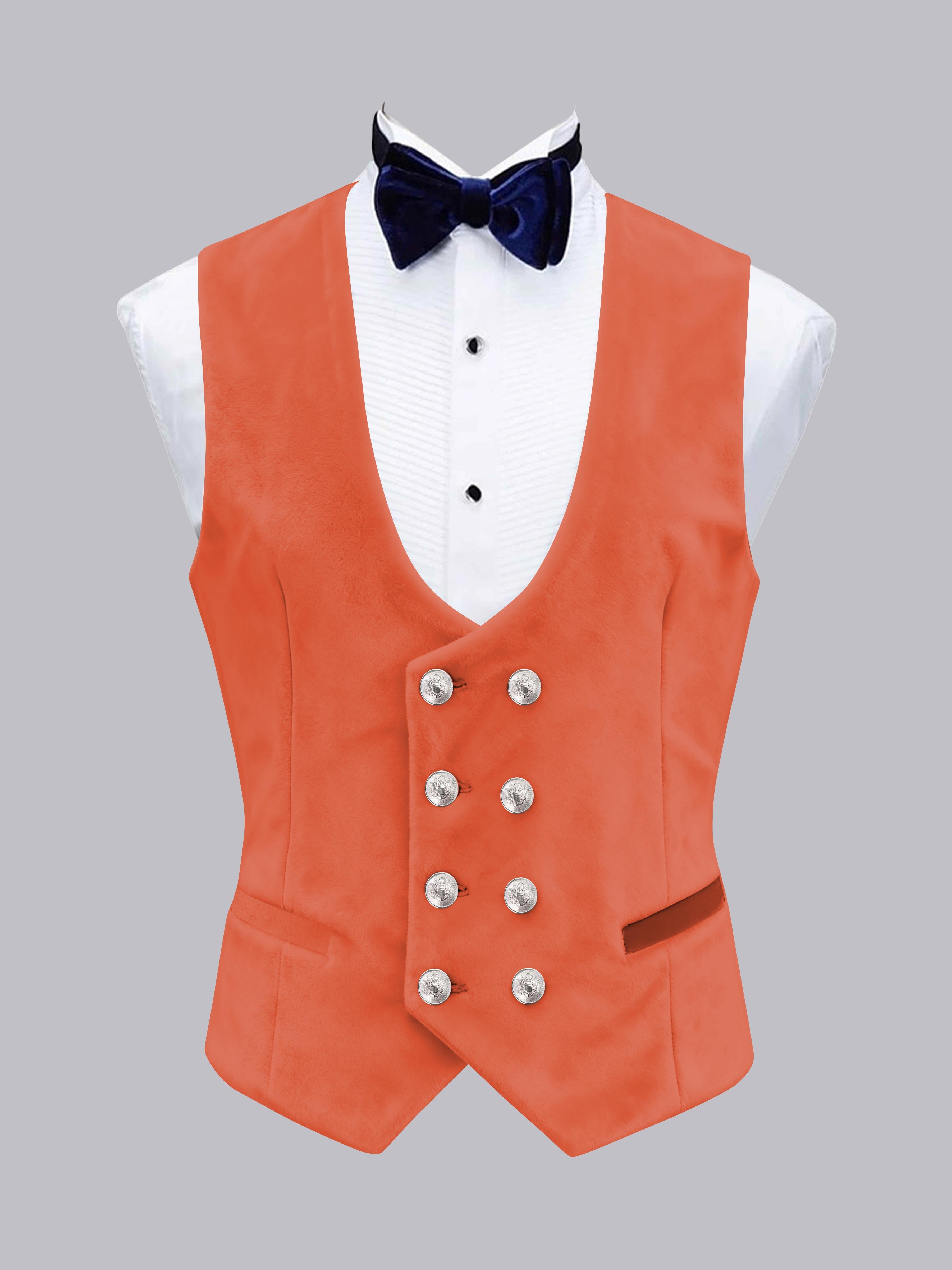 Men's Slim Fit Double Breasted Velvet Vest UK
