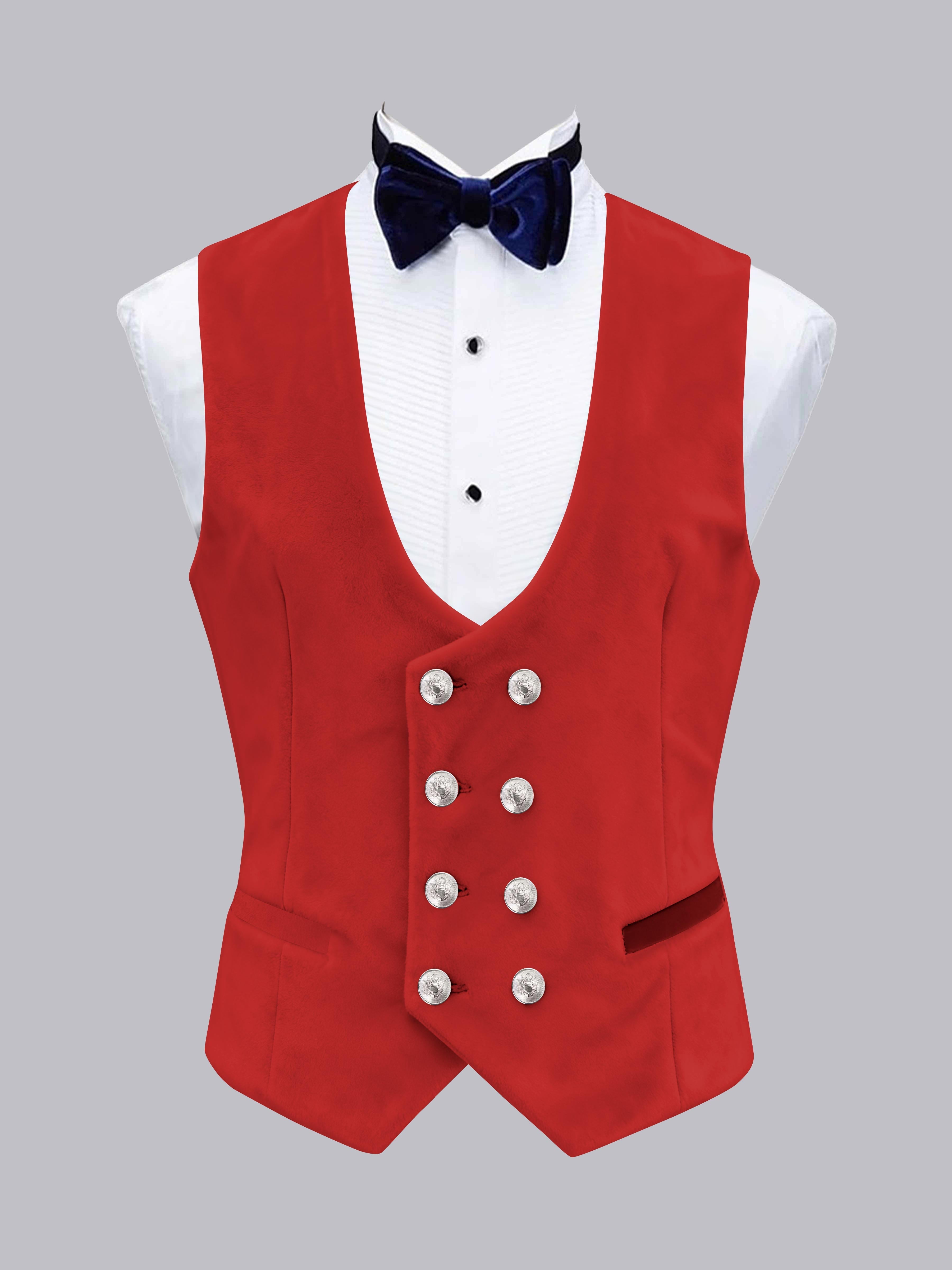 Men's Slim Fit Double Breasted Velvet Vest UK
