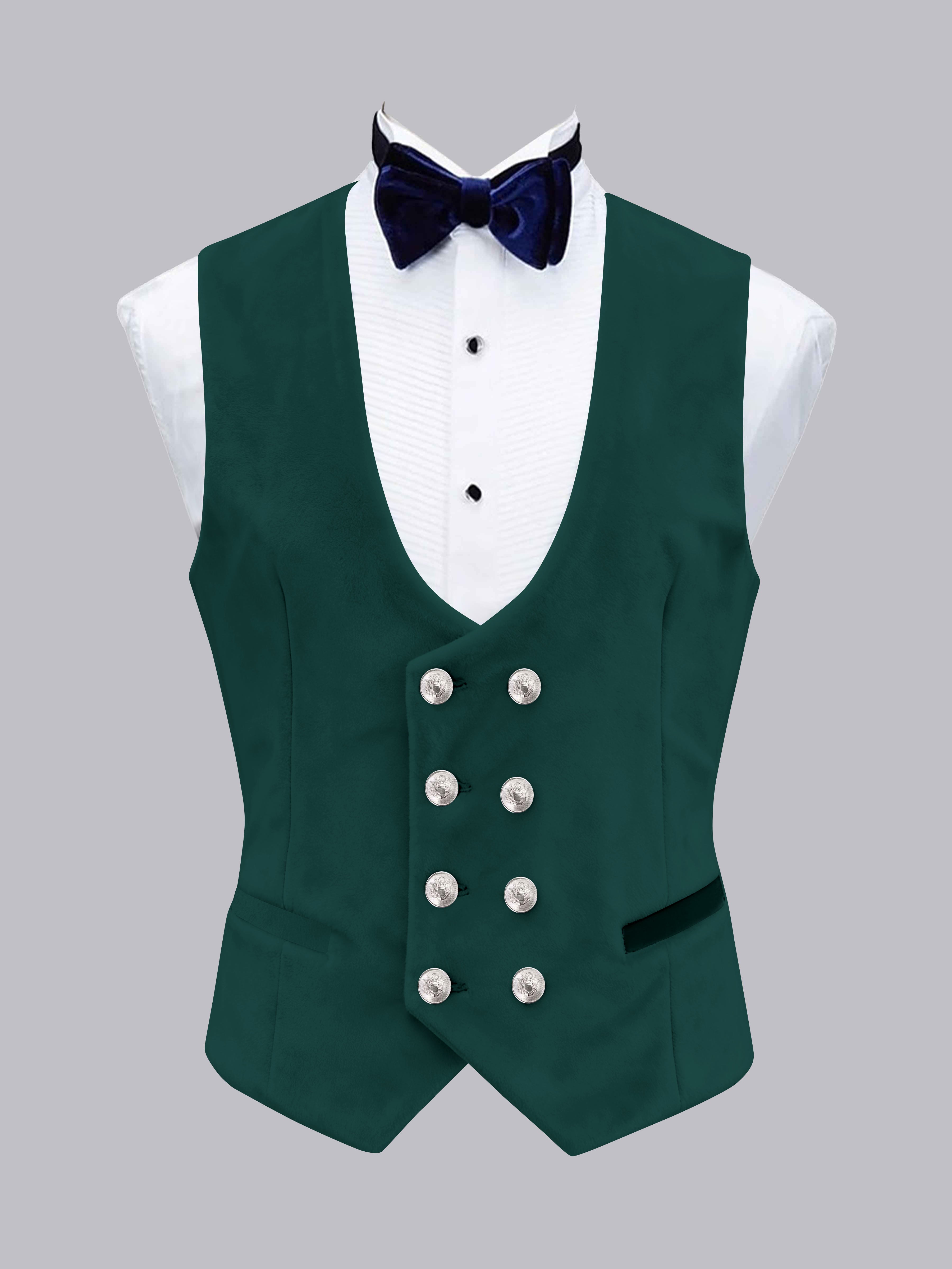 Men's Slim Fit Double Breasted Velvet Vest UK