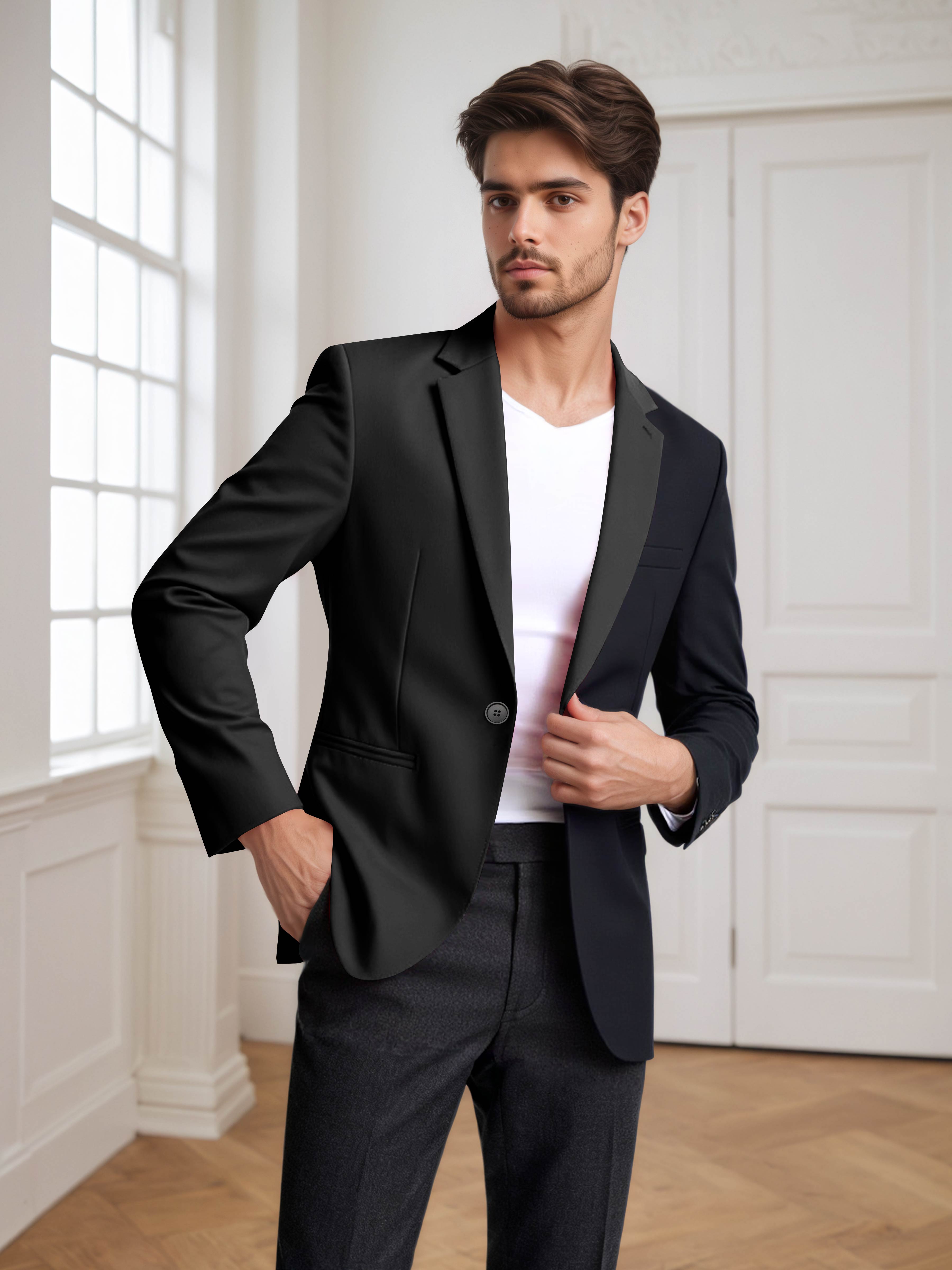 Men's 2 Pieces Notch Lapel Suit with Panel Detail for Weddings & Parties