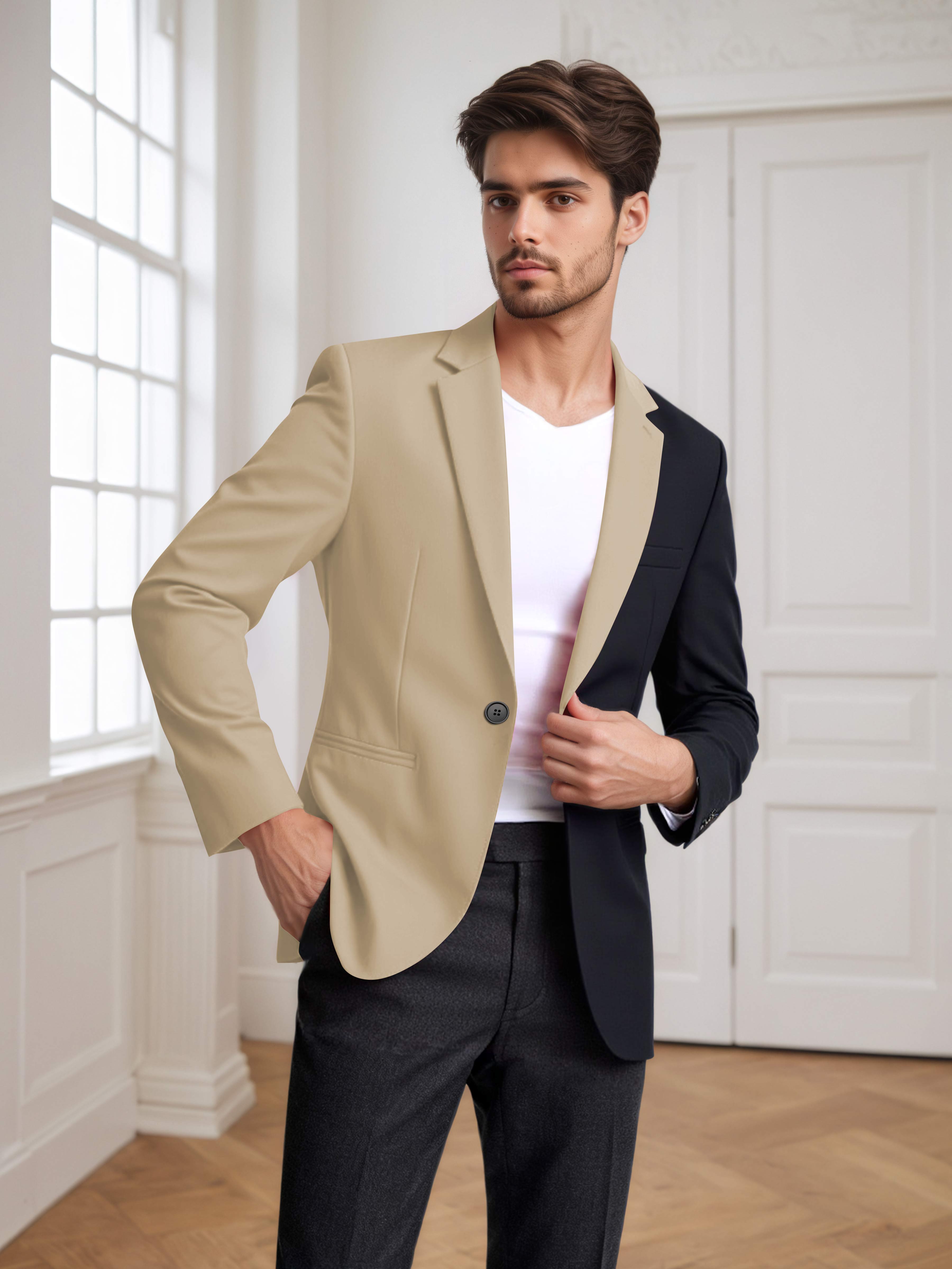 Men's 2 Pieces Notch Lapel Suit with Panel Detail for Weddings & Parties