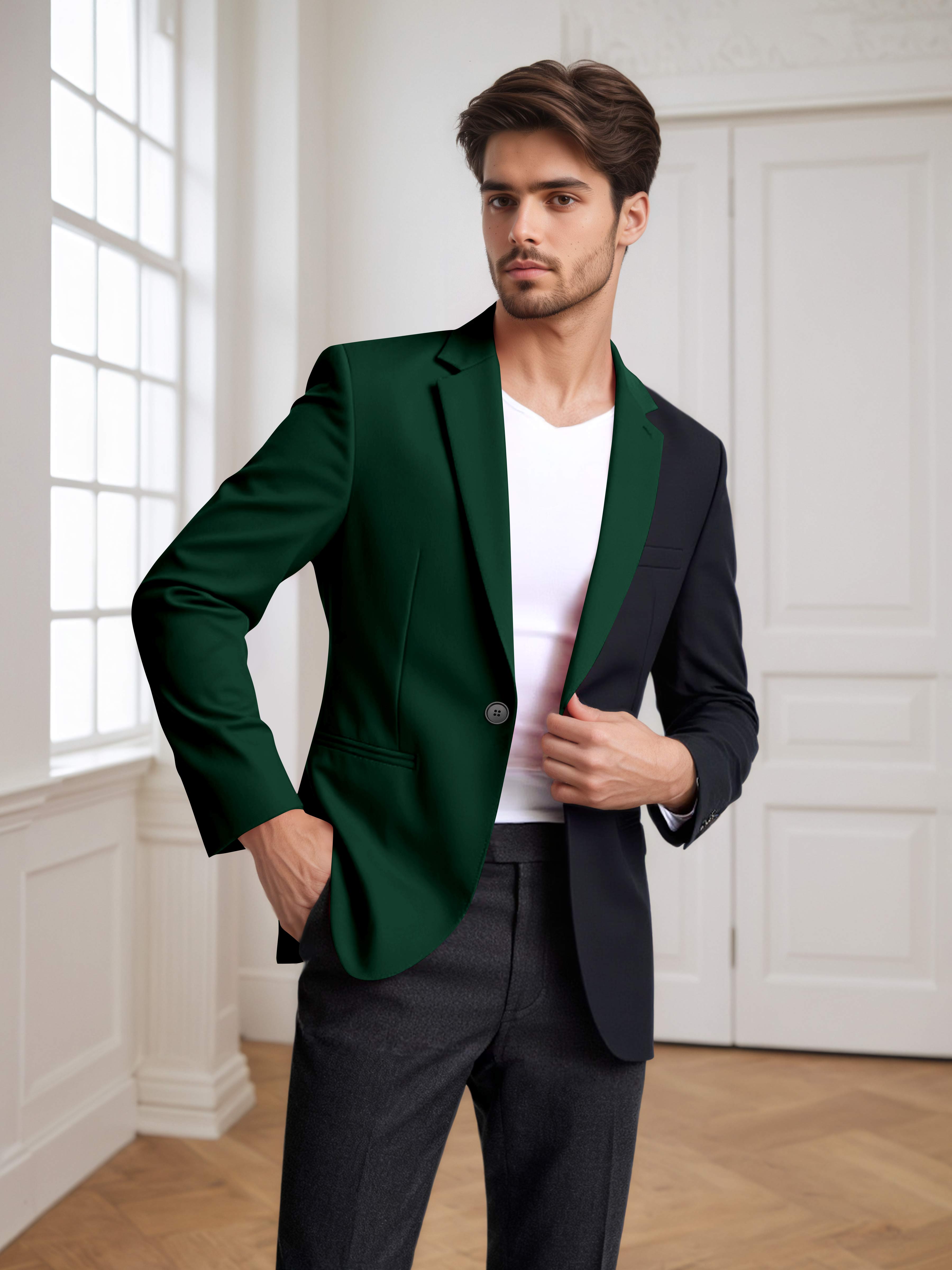 Men's 2 Pieces Notch Lapel Suit with Panel Detail for Weddings & Parties