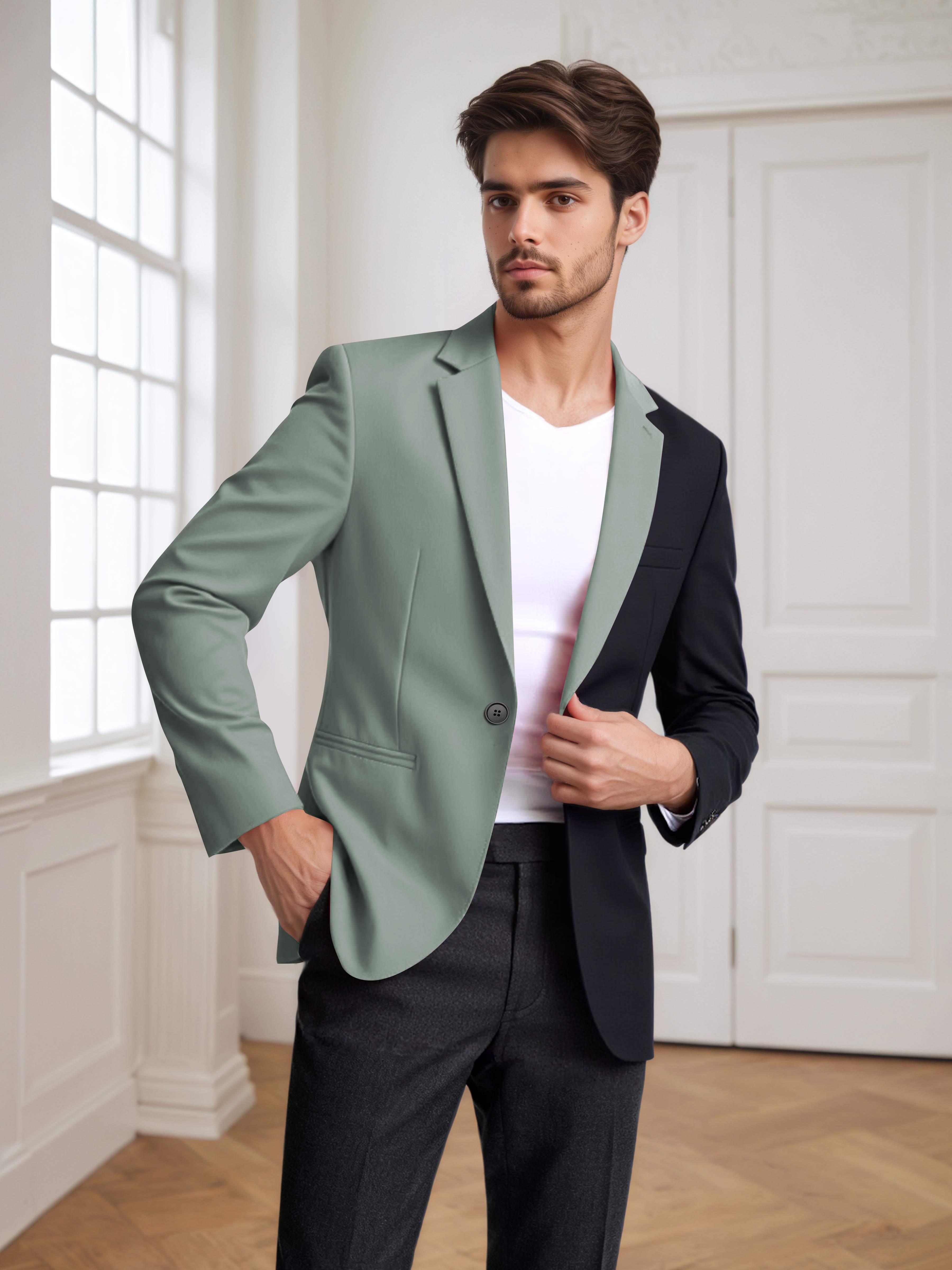 Men's 2 Pieces Notch Lapel Suit with Panel Detail for Weddings & Parties