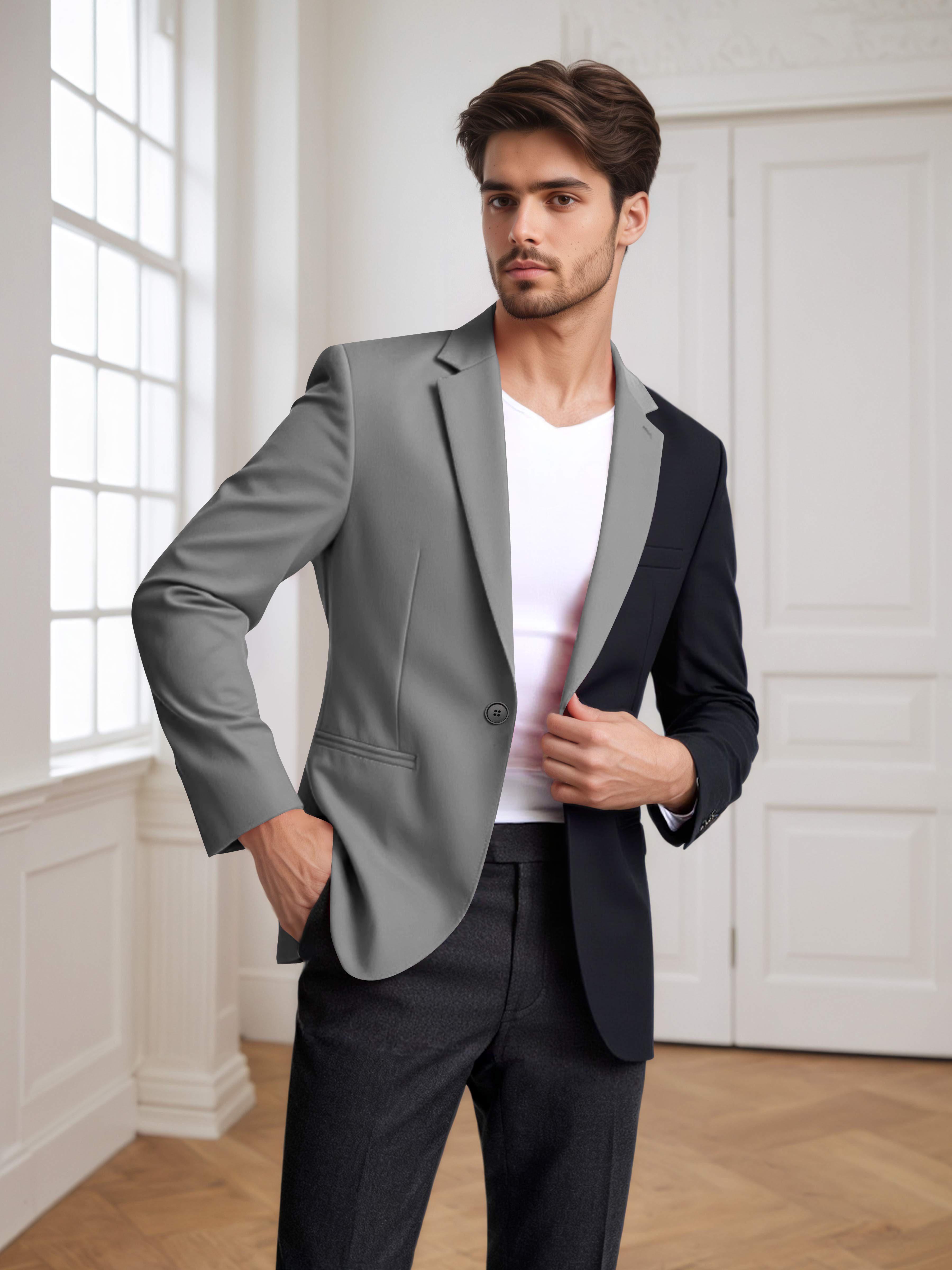 Men's 2 Pieces Notch Lapel Suit with Panel Detail for Weddings & Parties