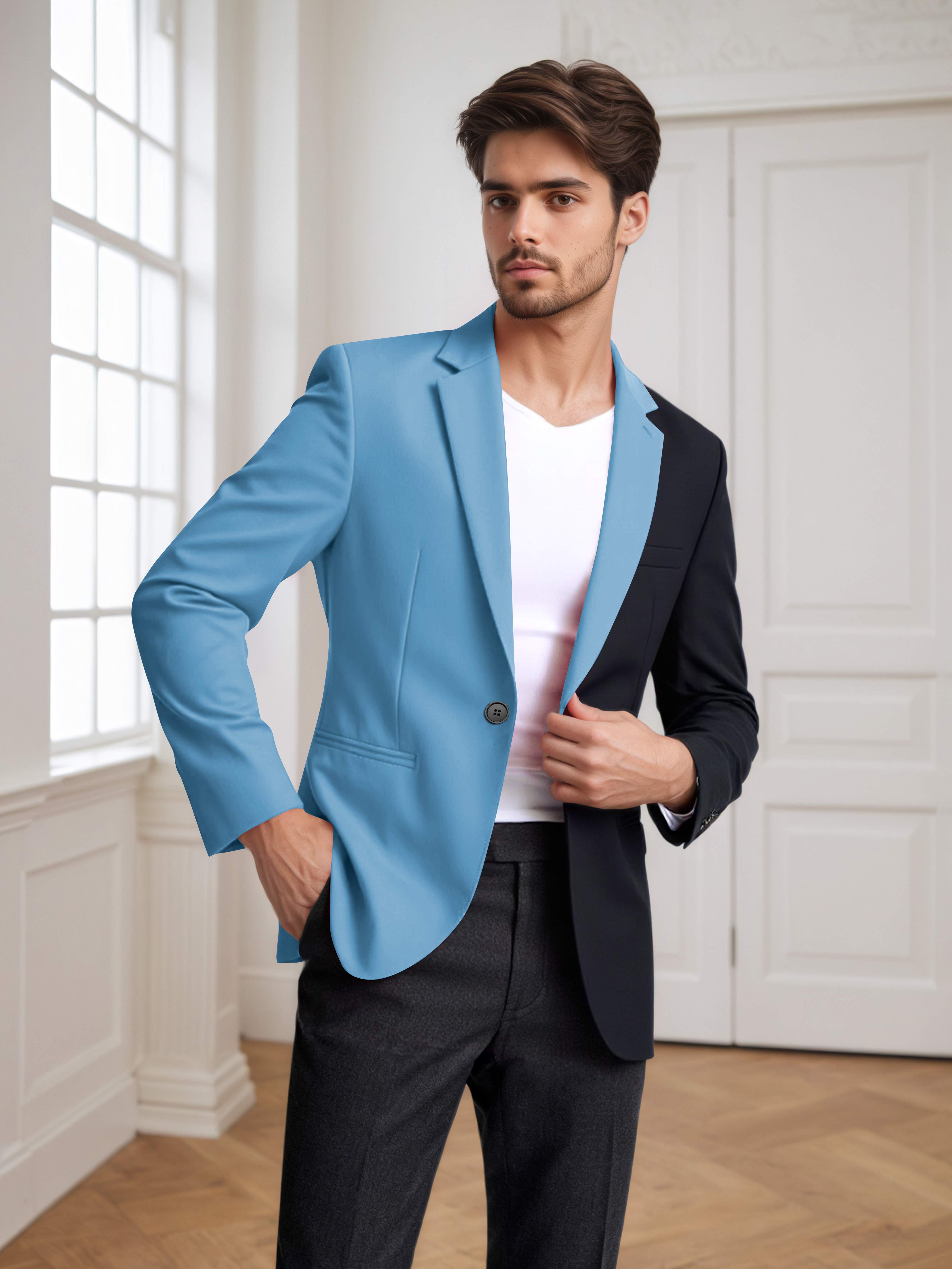 Men's 2 Pieces Notch Lapel Suit with Panel Detail for Weddings & Parties