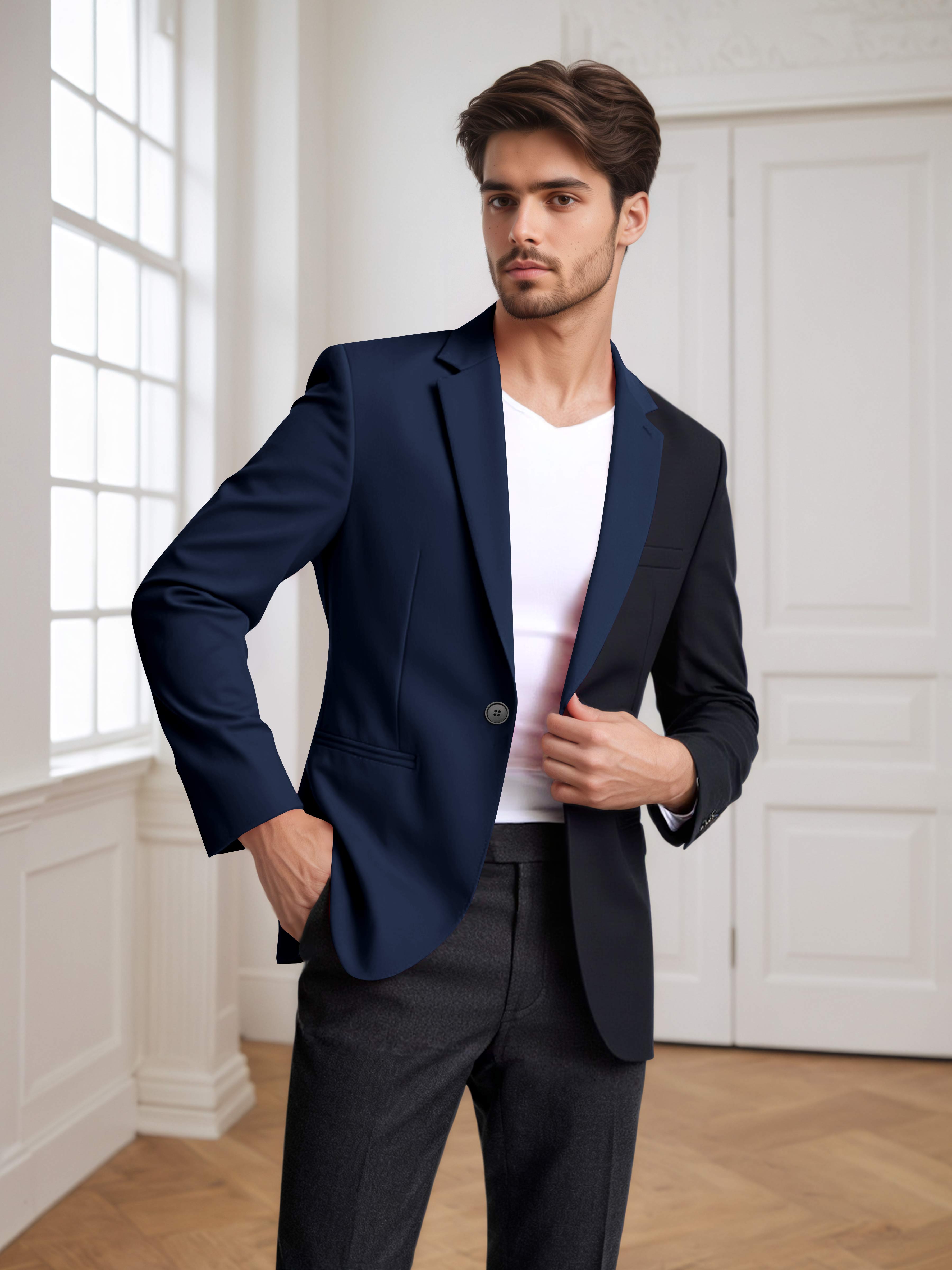 Men's 2 Pieces Notch Lapel Suit with Panel Detail for Weddings & Parties