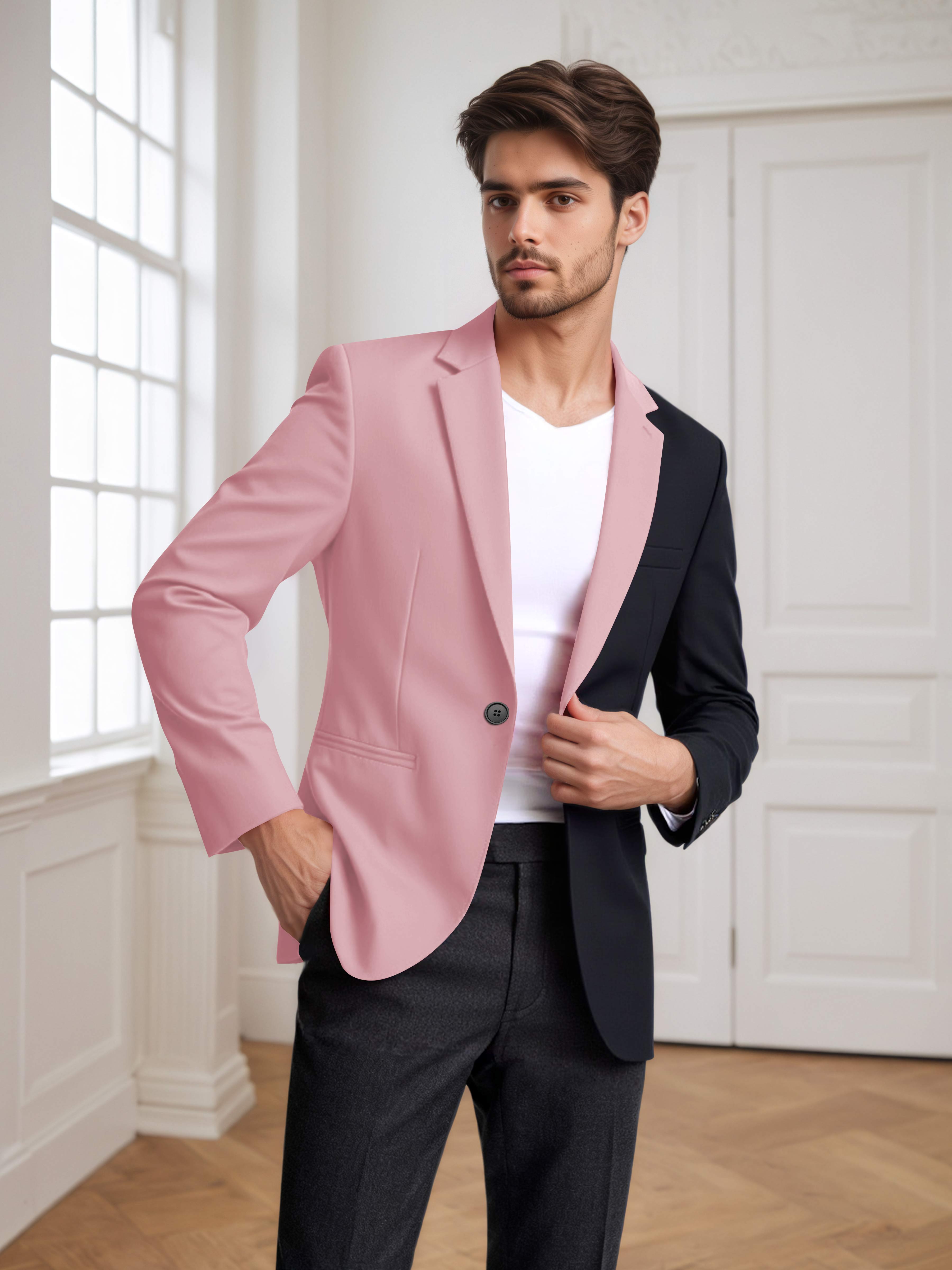 Men's 2 Pieces Notch Lapel Suit with Panel Detail for Weddings & Parties