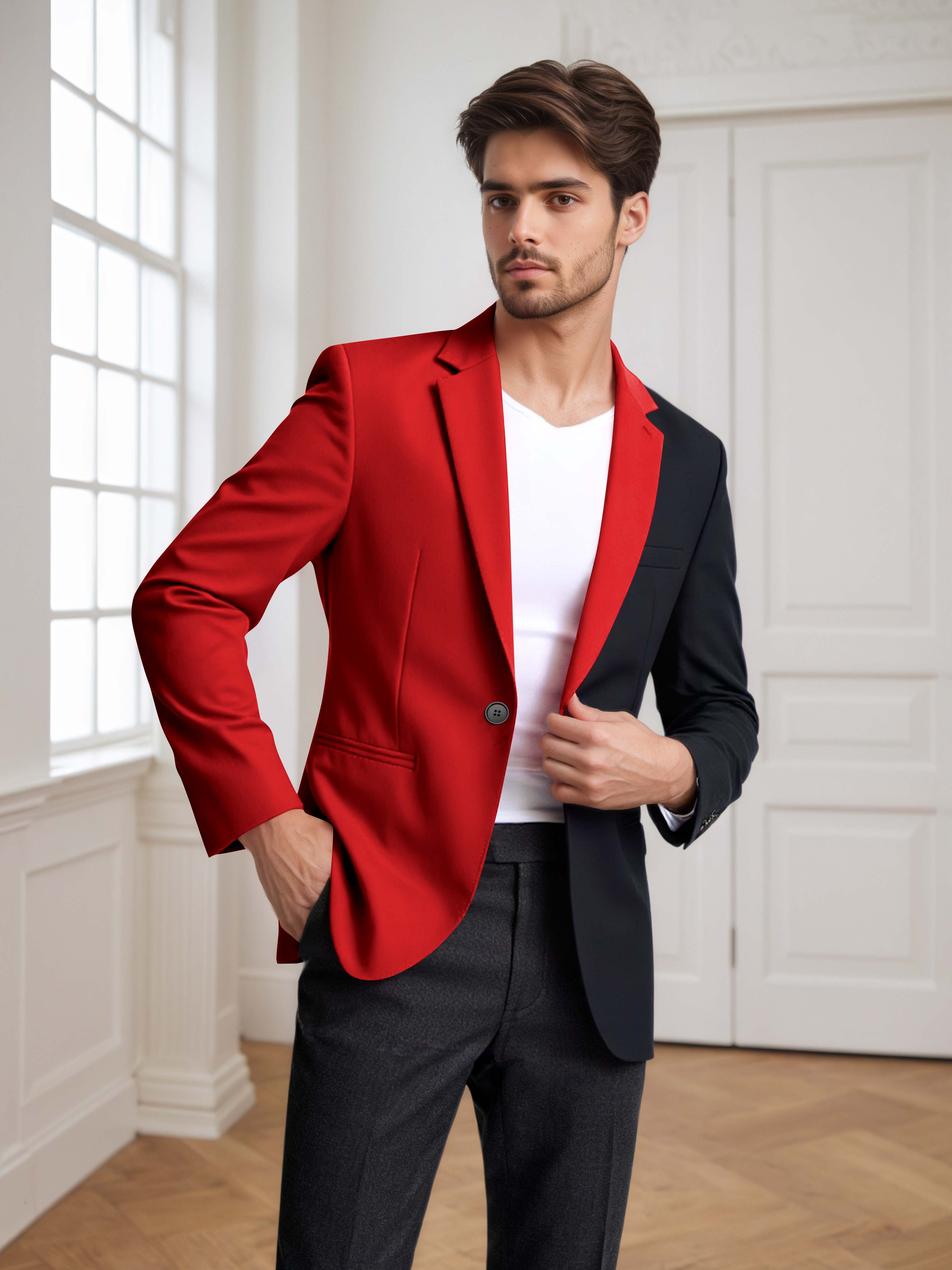 Men's 2 Pieces Notch Lapel Suit with Panel Detail for Weddings & Parties