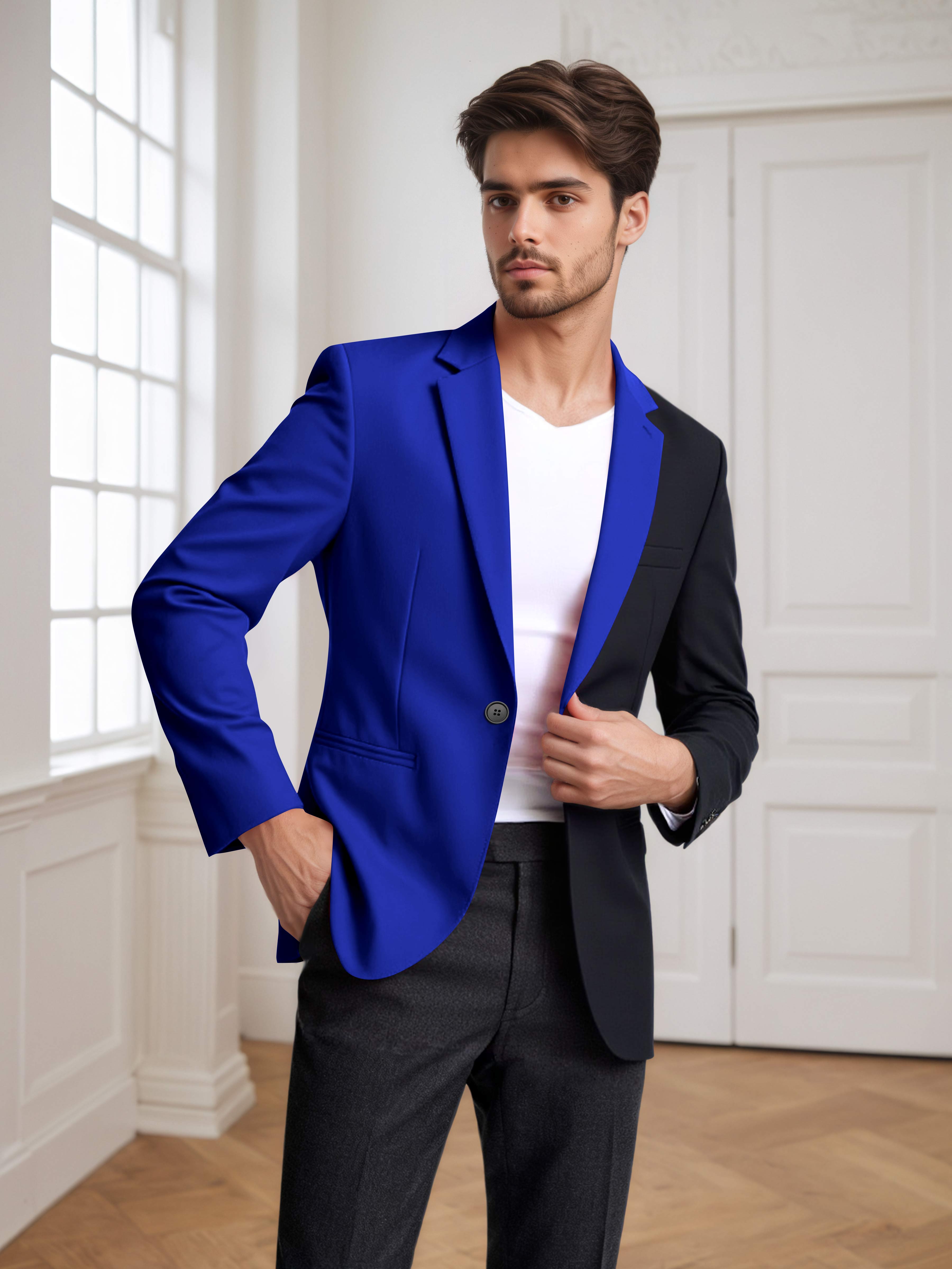 Men's 2 Pieces Notch Lapel Suit with Panel Detail for Weddings & Parties