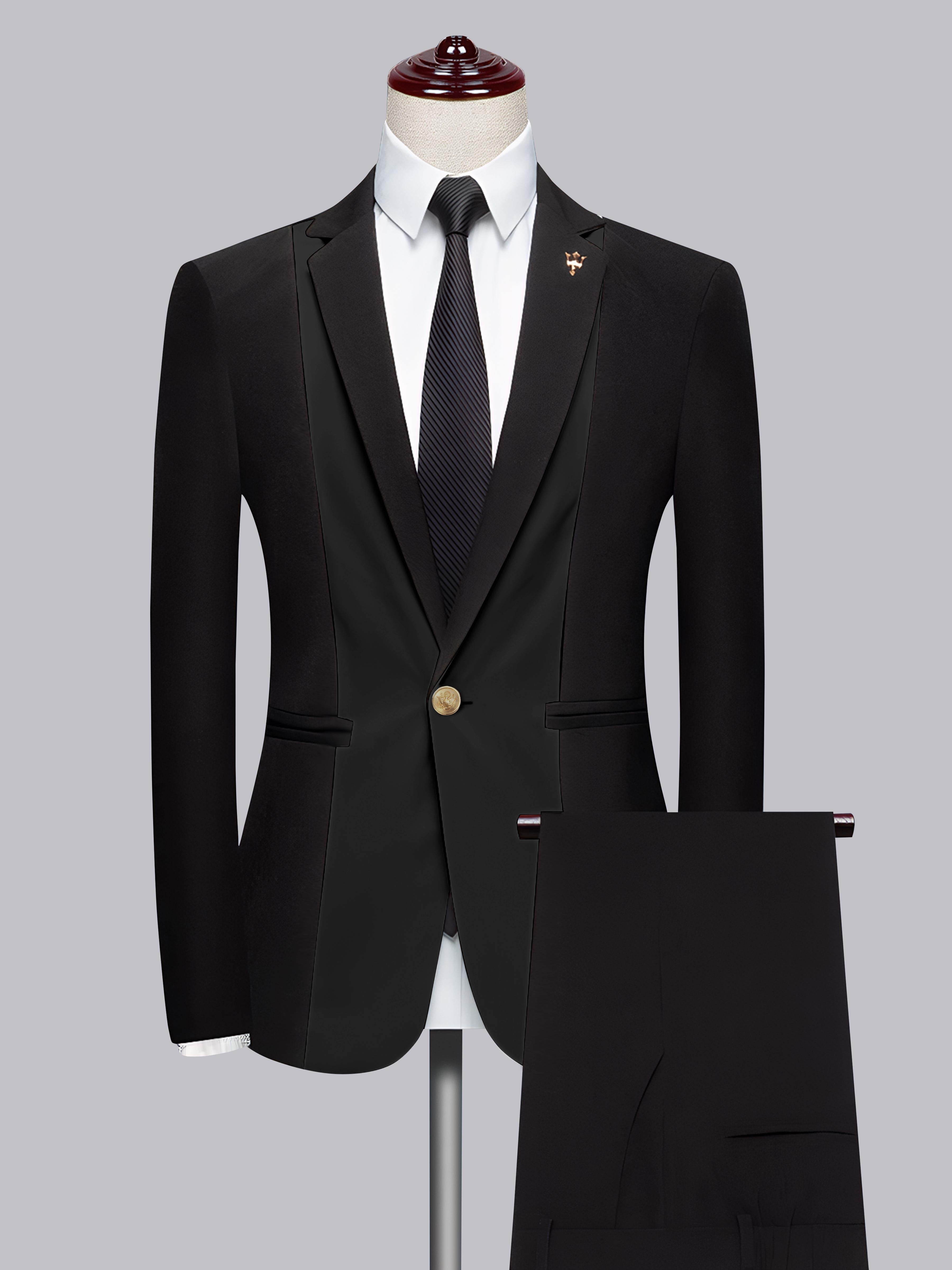 Men's 2 Pieces Notch Lapel Suit with Patchwork Detail for Formal Occasions