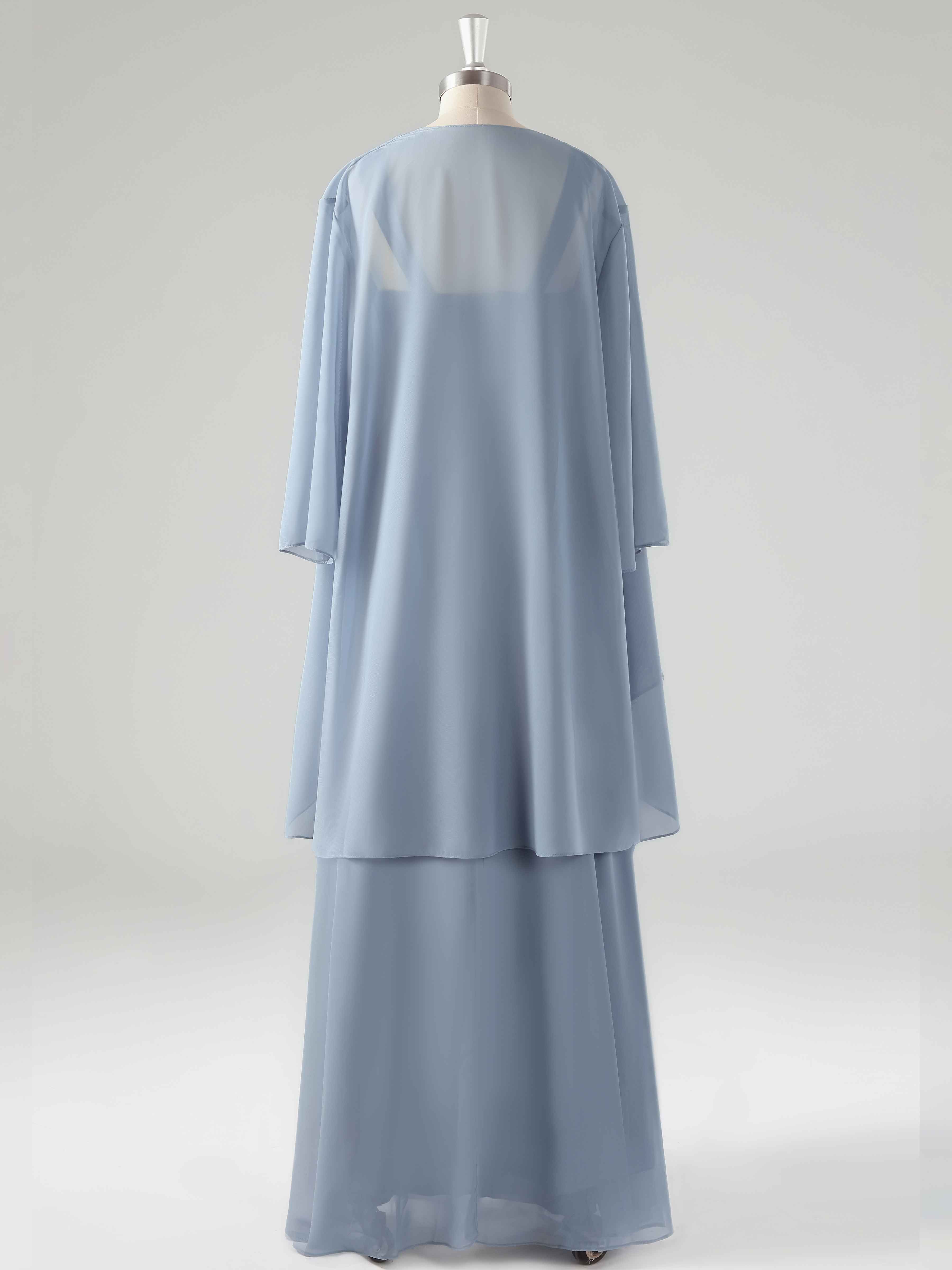 Modern A-Line 2 Pieces High Low Chiffon Mother of The Bride Dresses