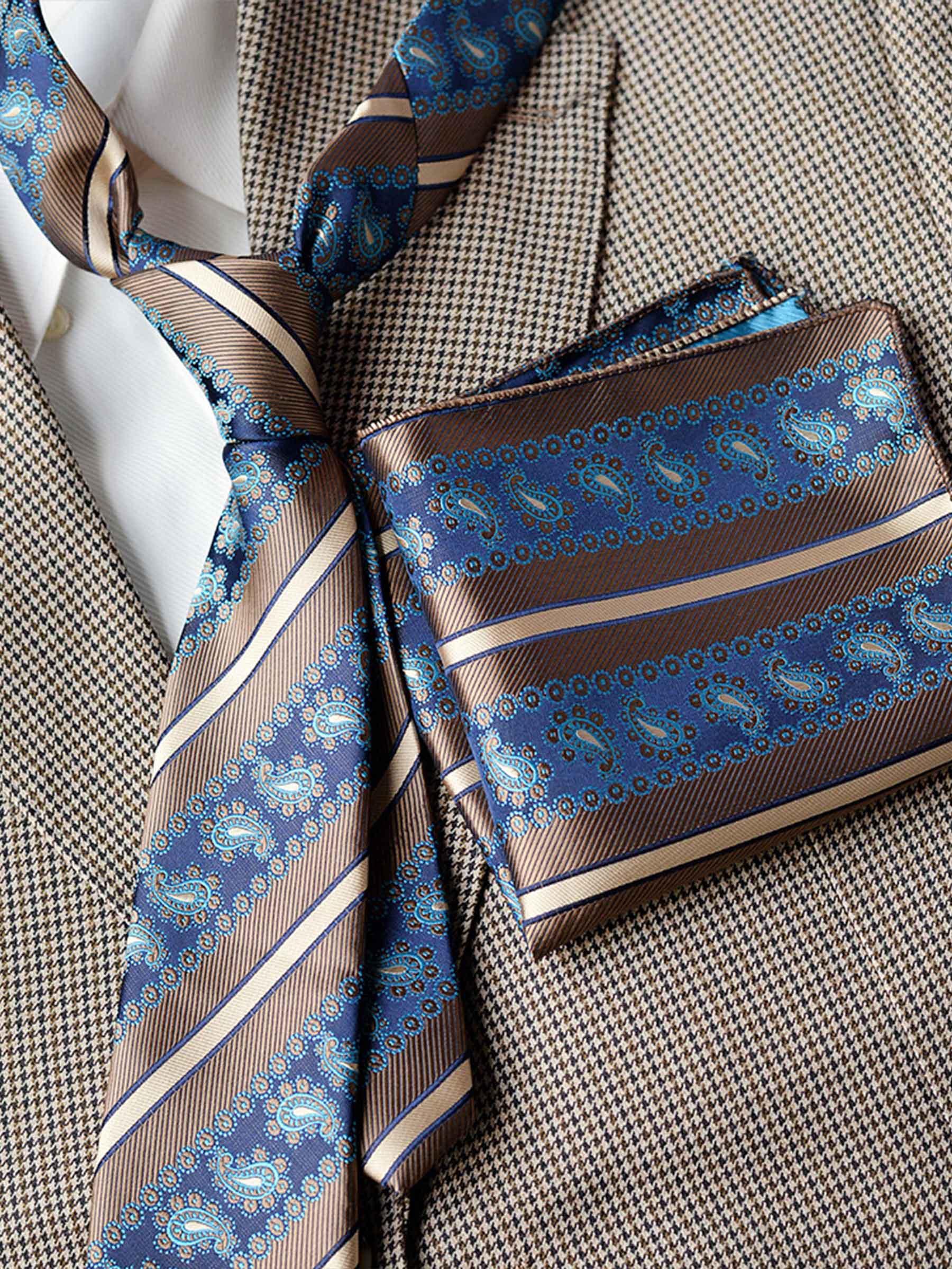 Modern Men's Patterned Tie and Pocket Square Set UK