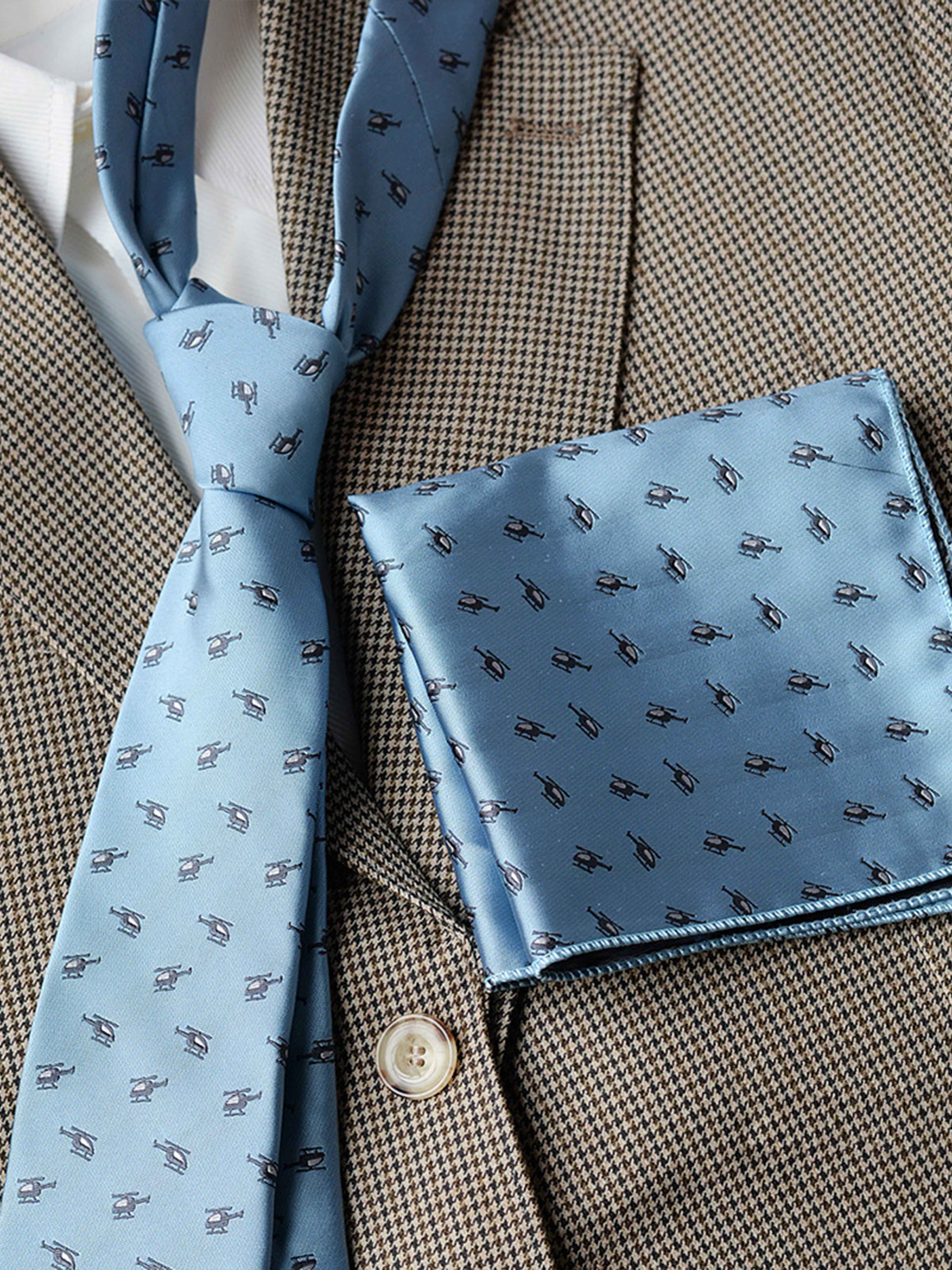 Modern Men's Patterned Tie and Pocket Square Set UK