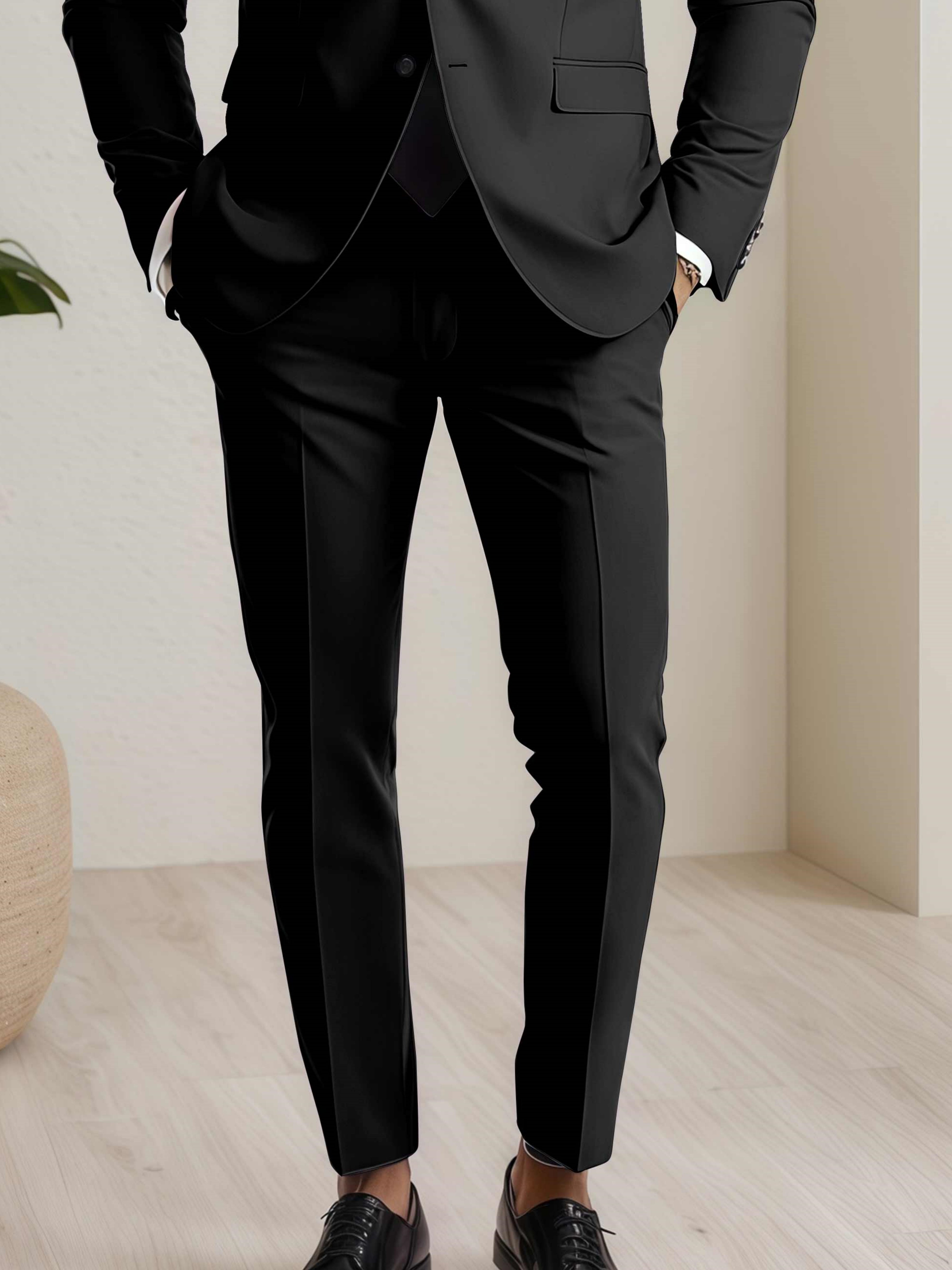 Modern Men's Straight Leg Plain Standard Fit Trousers UK