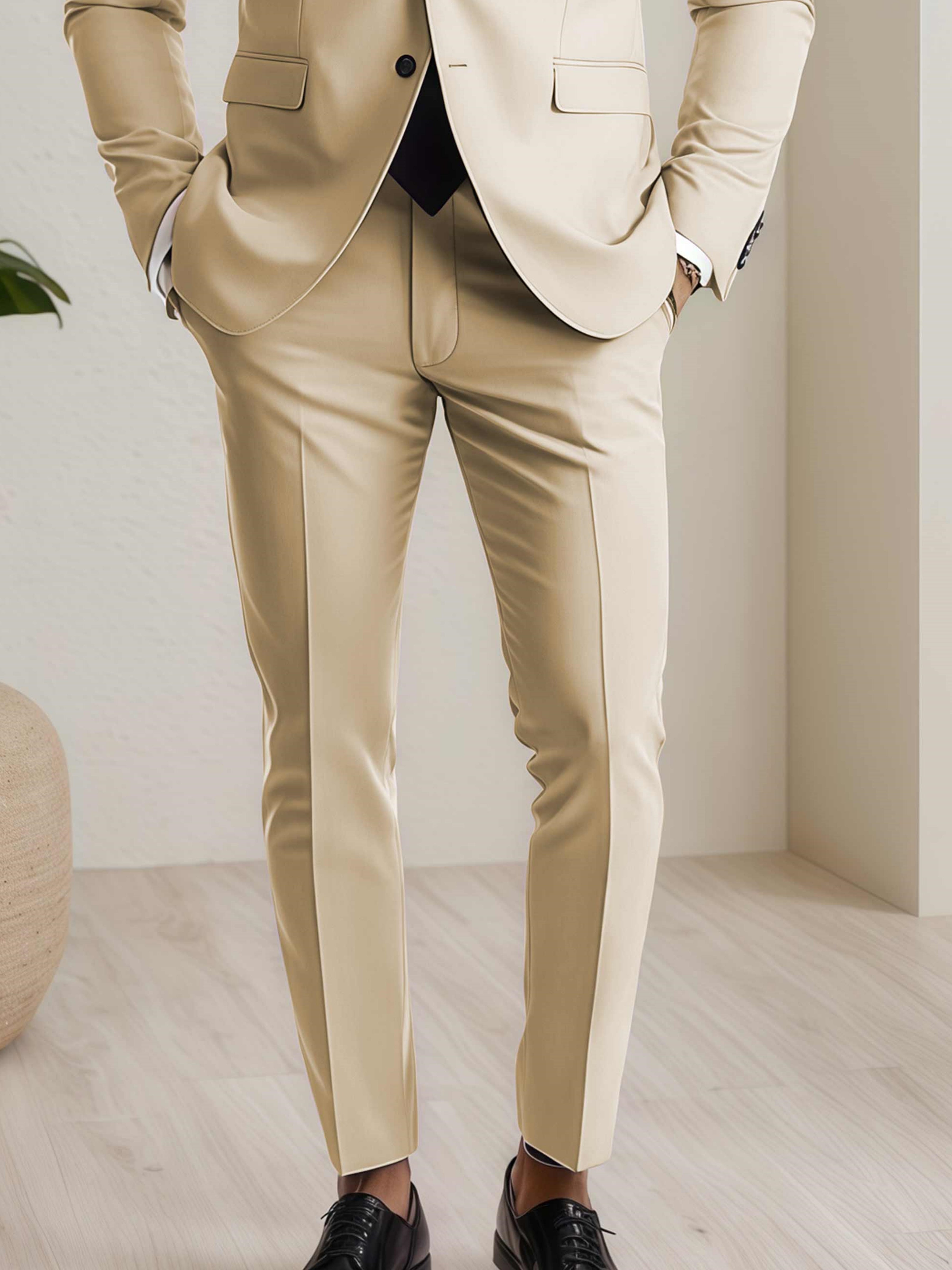 Modern Men's Straight Leg Plain Standard Fit Trousers UK