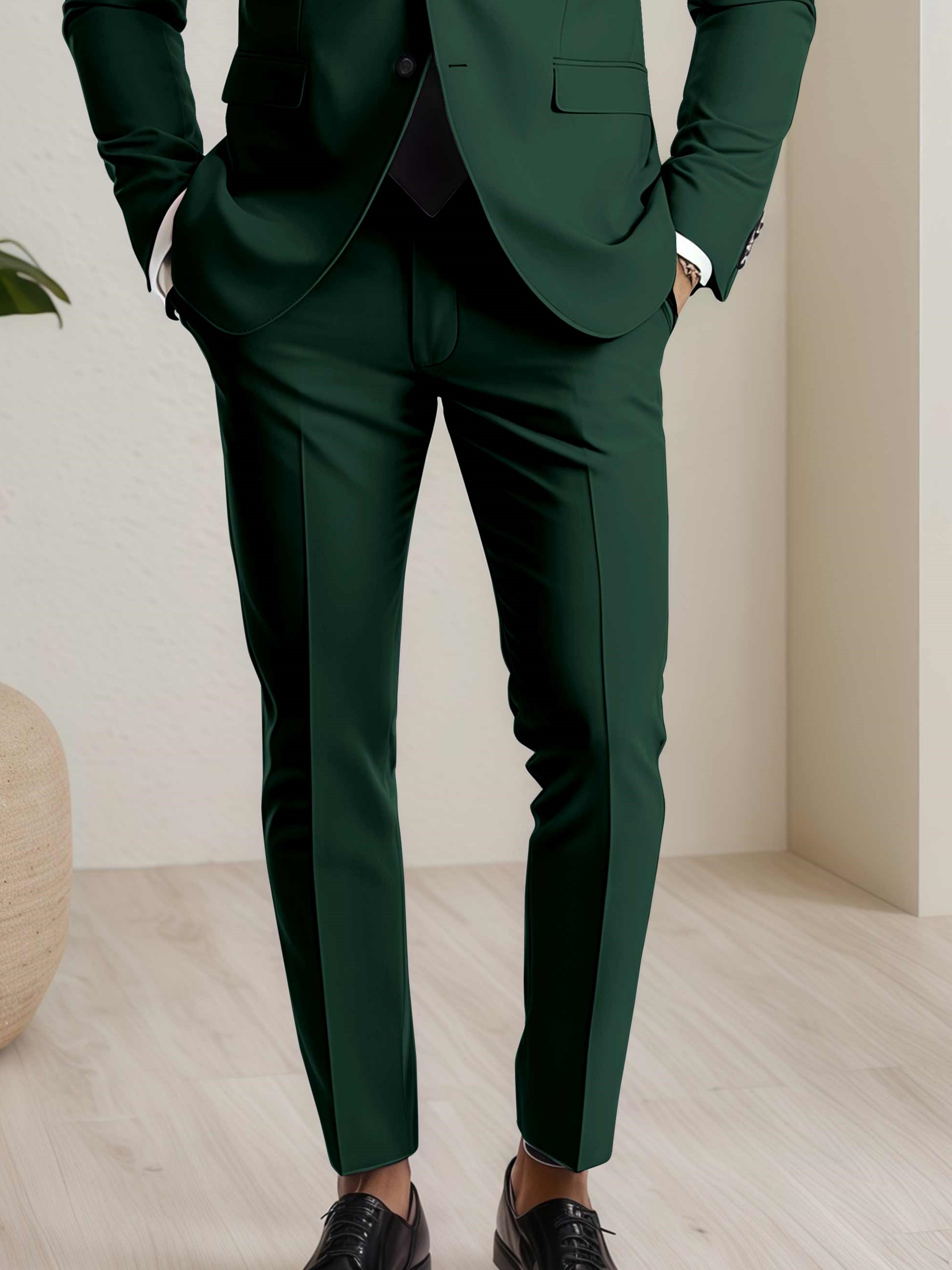 Modern Men's Straight Leg Plain Standard Fit Trousers UK