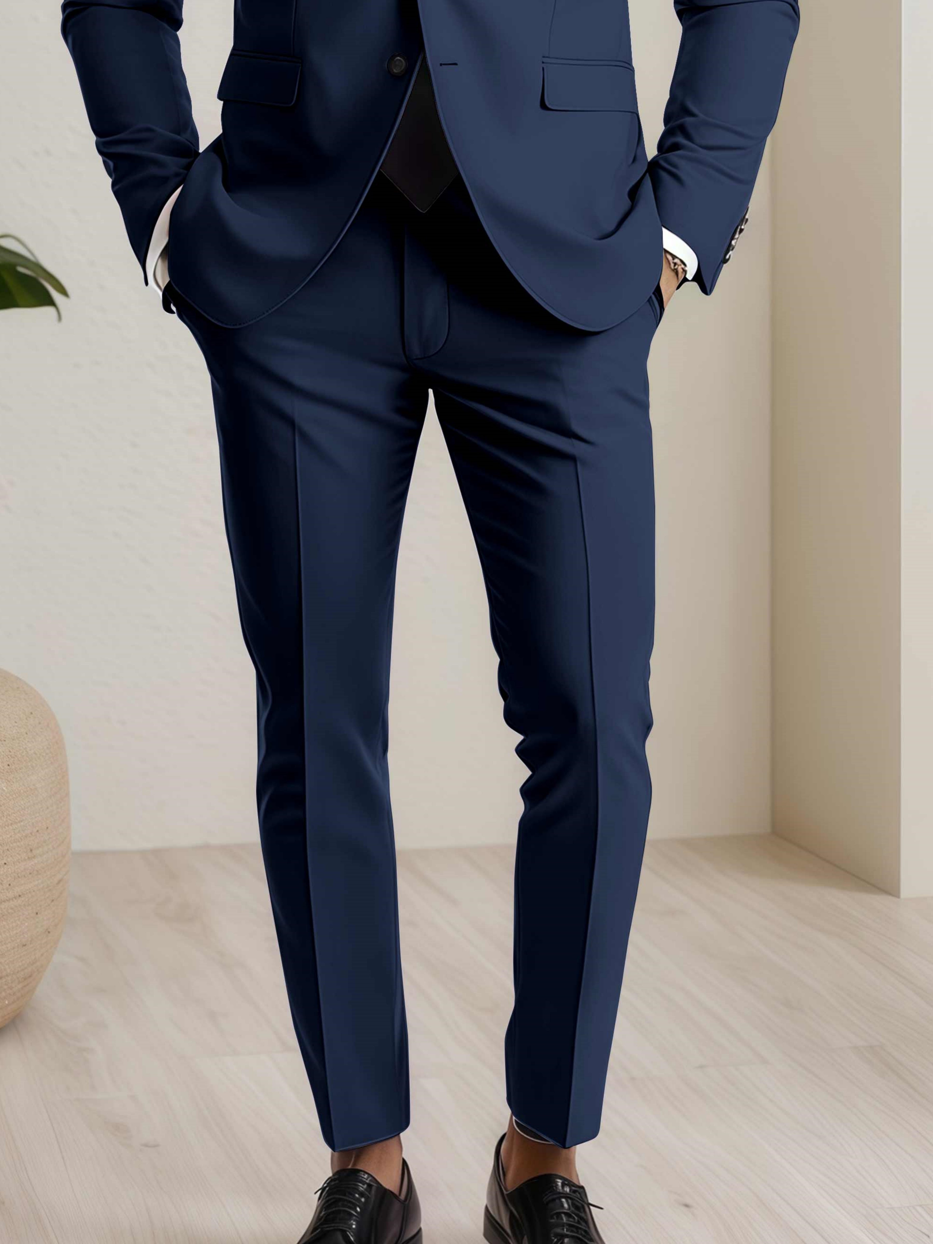 Modern Men's Straight Leg Plain Standard Fit Trousers UK