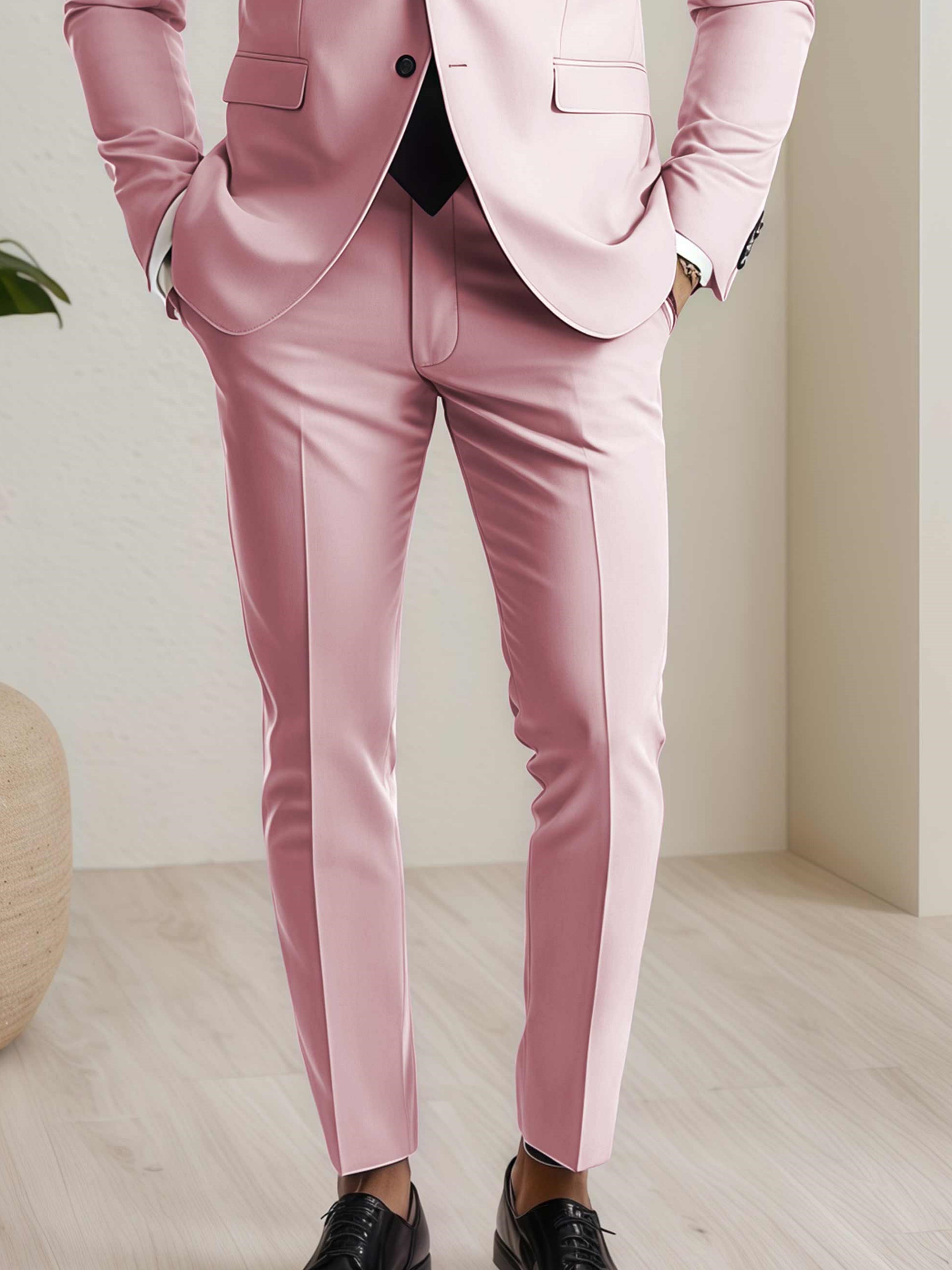 Modern Men's Straight Leg Plain Standard Fit Trousers UK