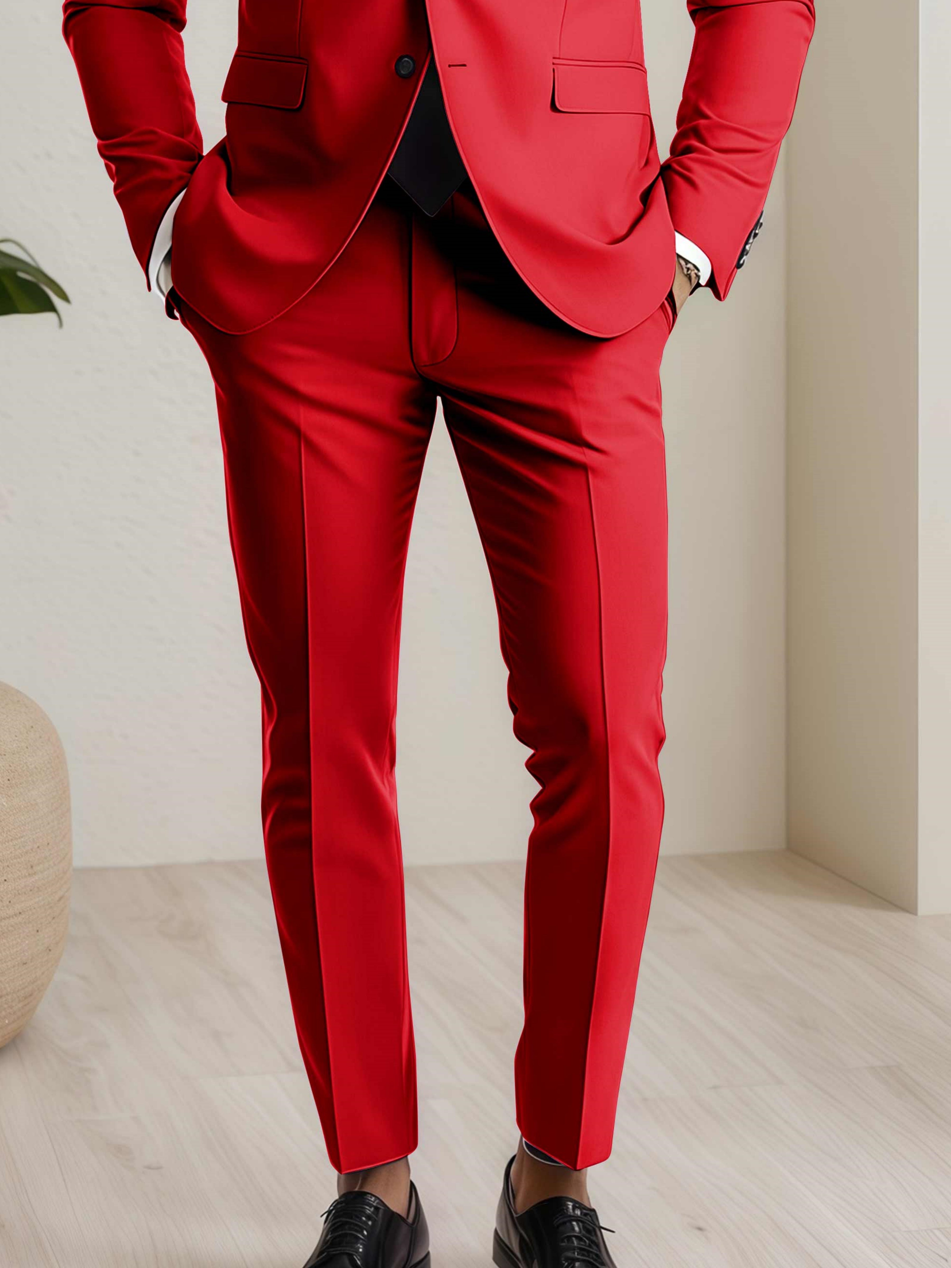 Modern Men's Straight Leg Plain Standard Fit Trousers UK