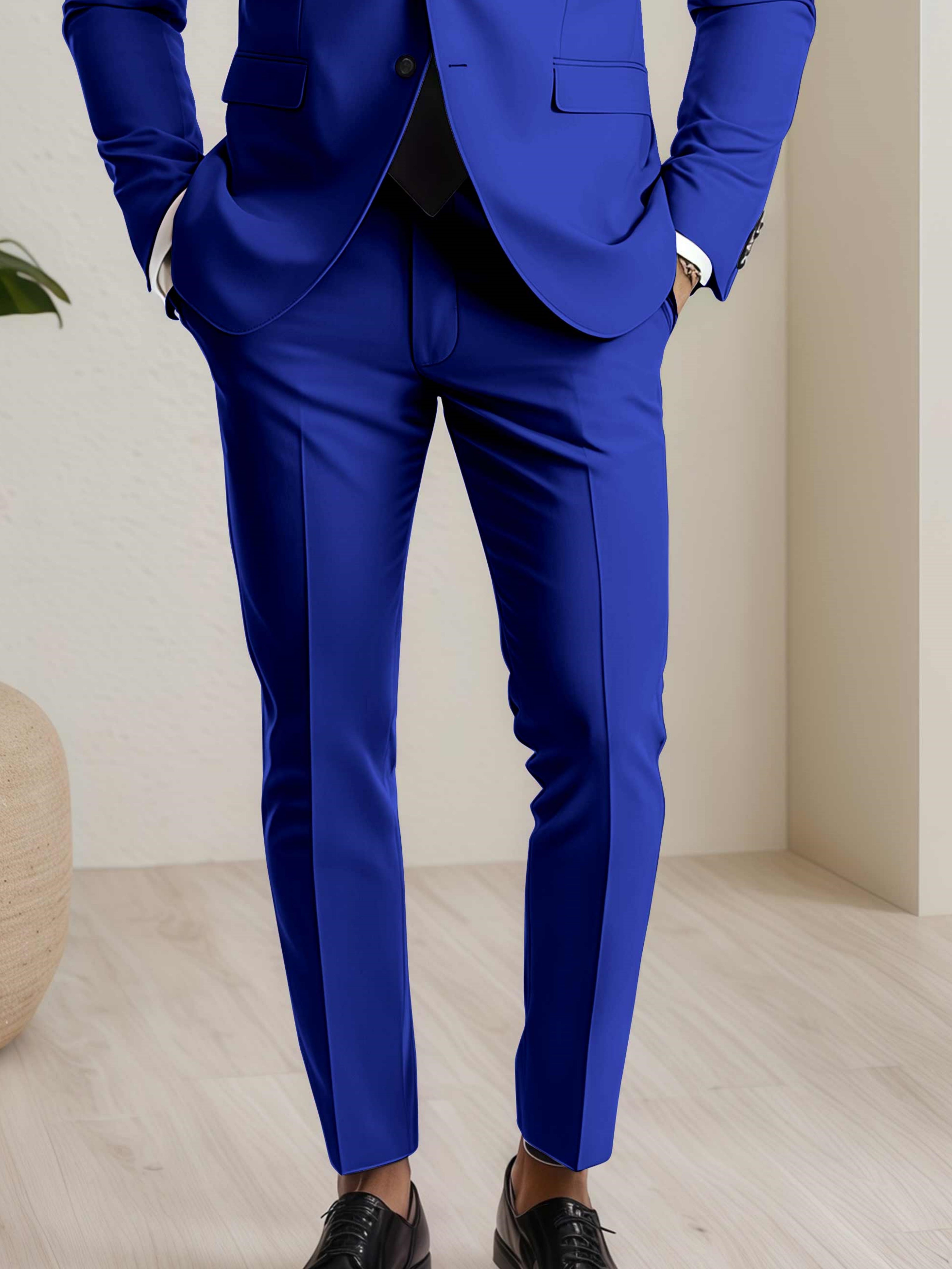 Modern Men's Straight Leg Plain Standard Fit Trousers UK