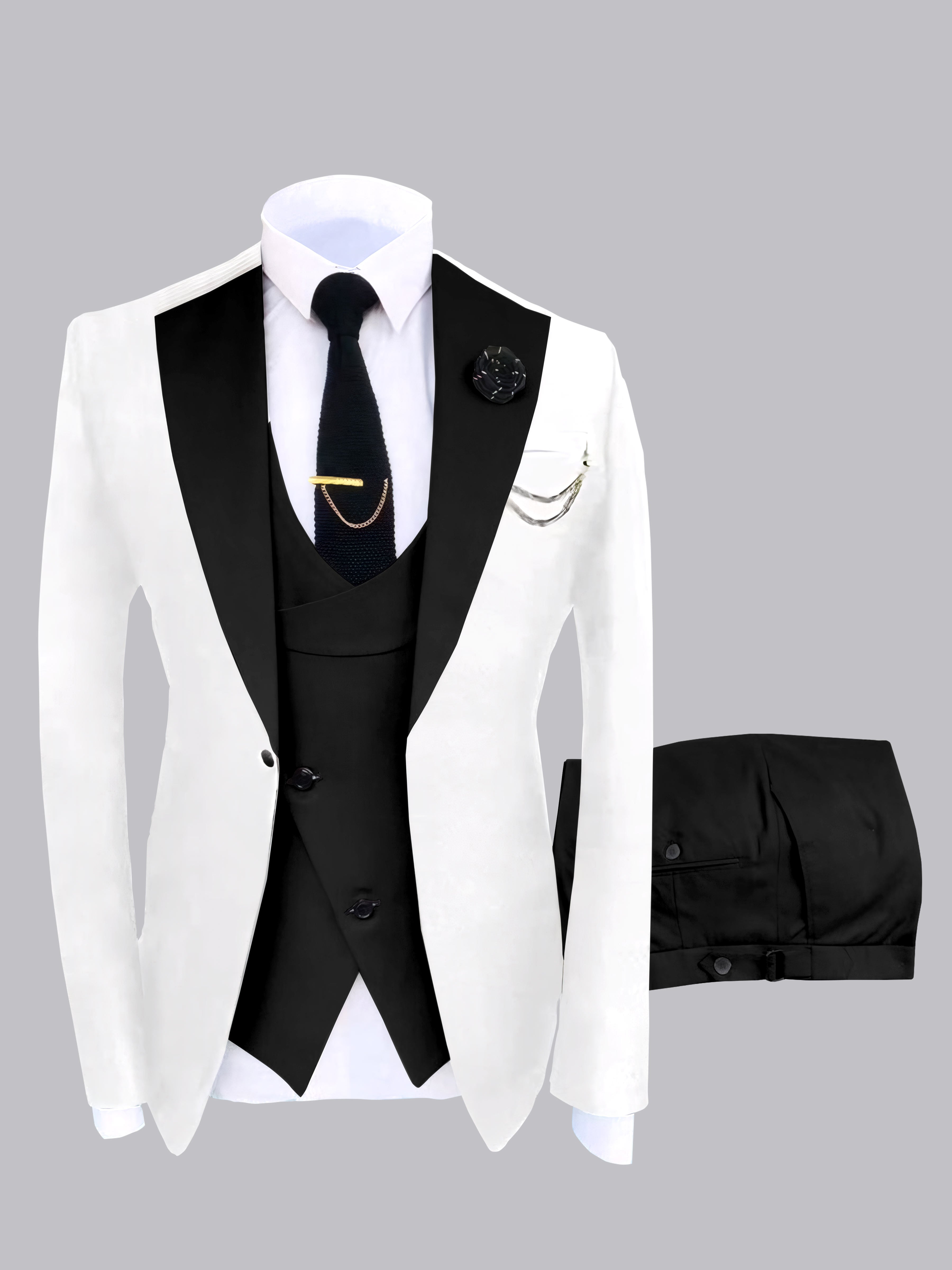 Modern Men's Contrast Colors 3 Pieces Wedding Suits