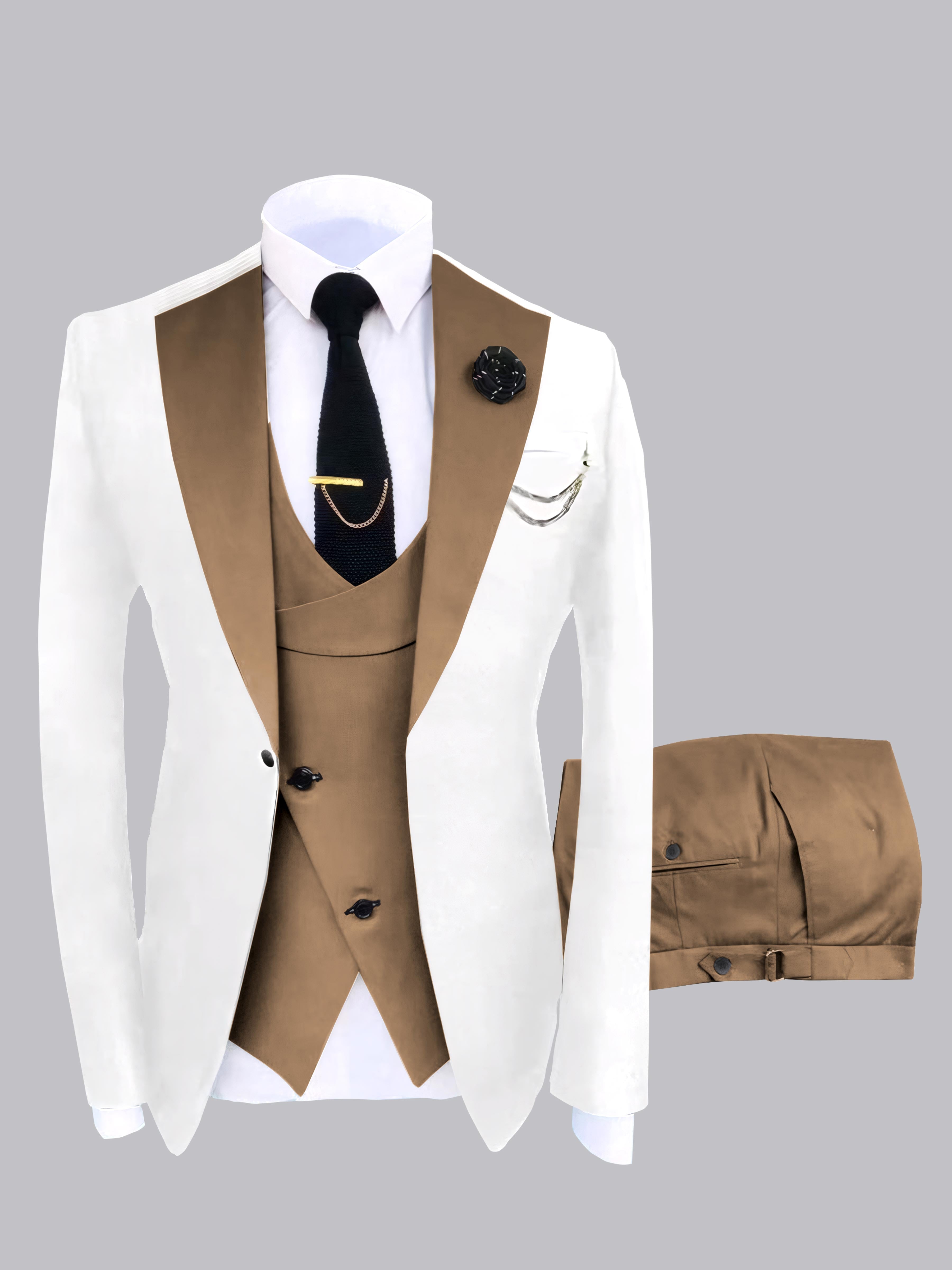 Modern Men's Contrast Colors 3 Pieces Wedding Suits