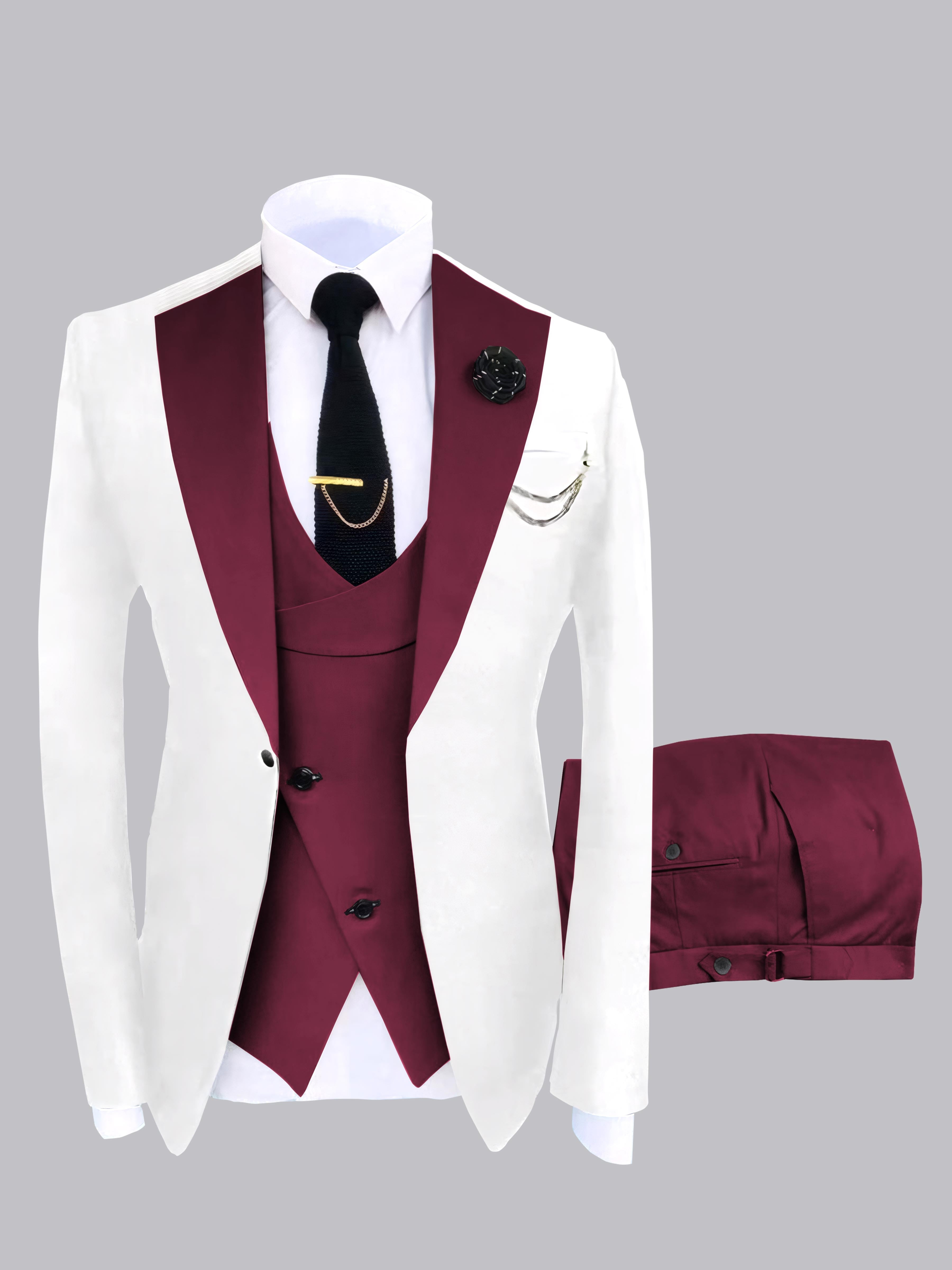 Modern Men's Contrast Colors 3 Pieces Wedding Suits