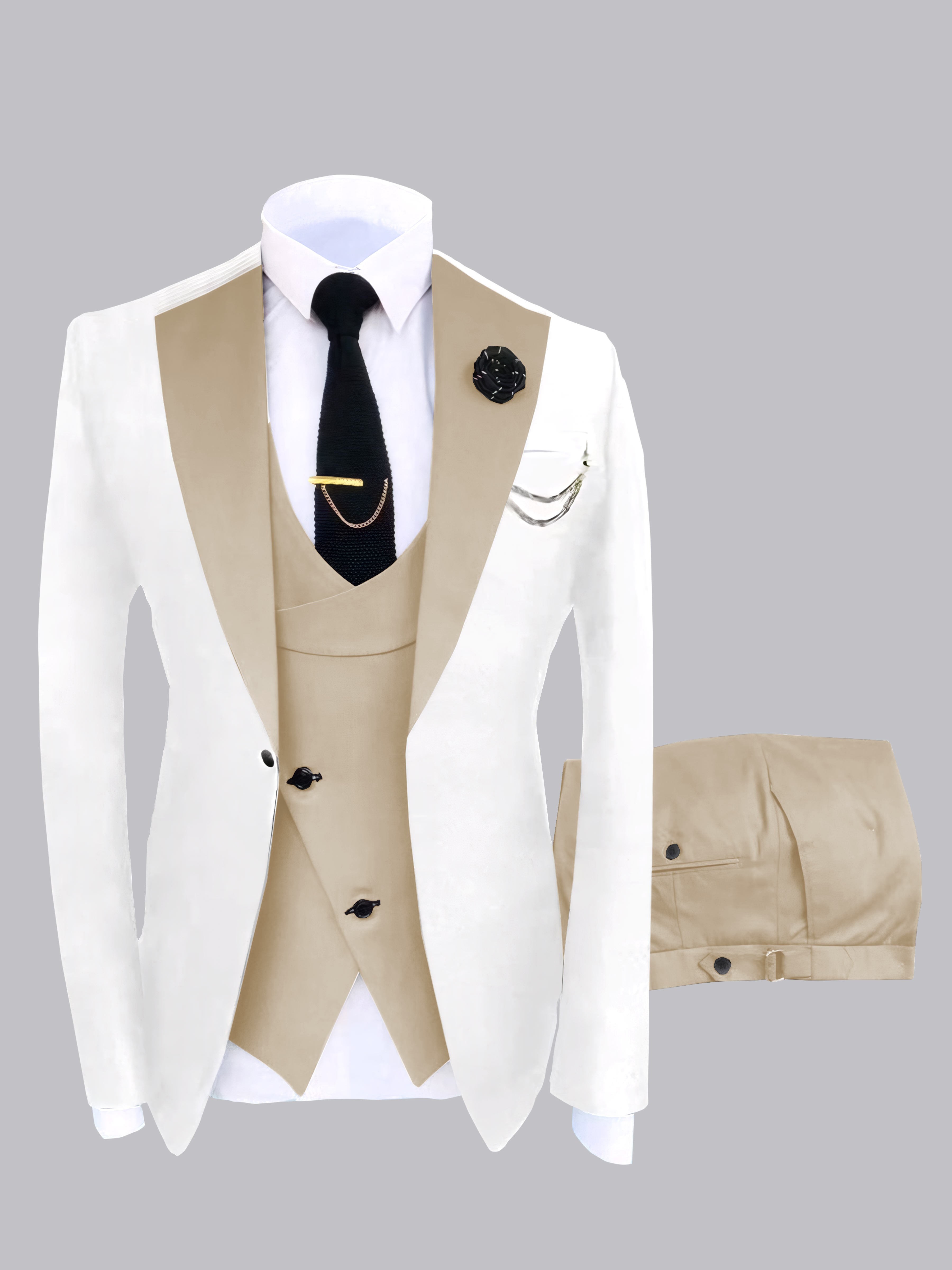 Modern Men's Contrast Colors 3 Pieces Wedding Suits