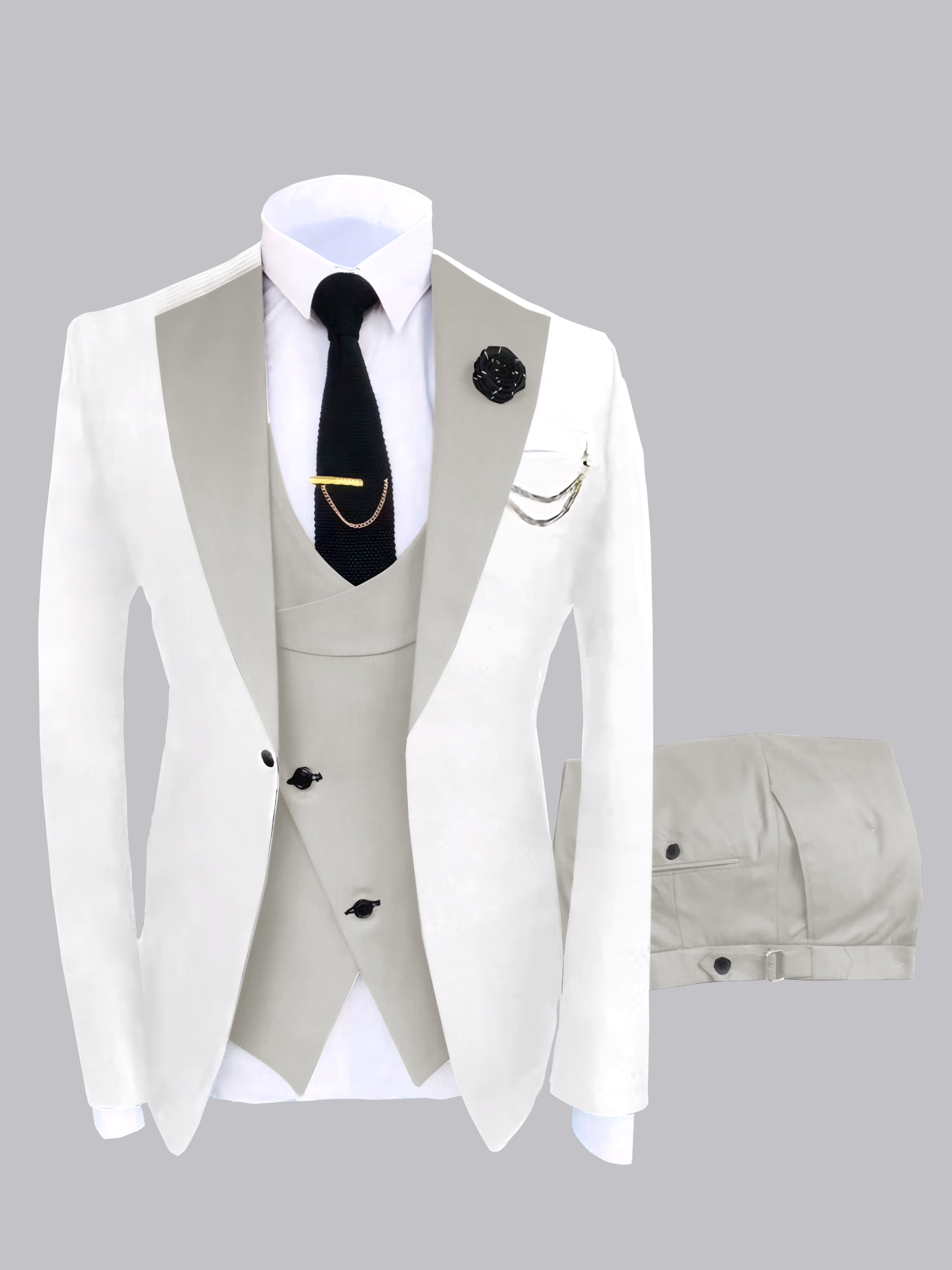 Modern Men's Contrast Colors 3 Pieces Wedding Suits