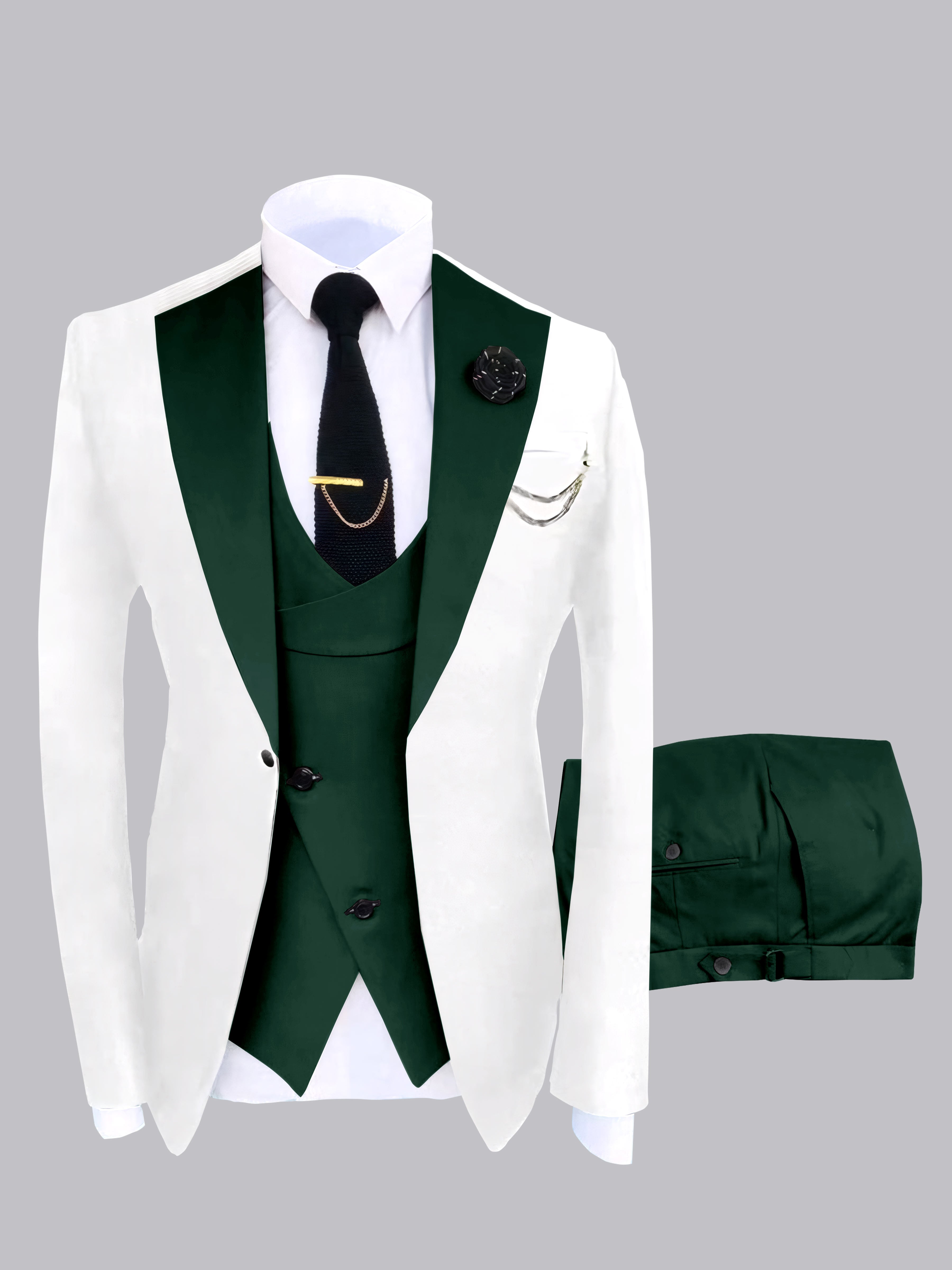 Modern Men's Contrast Colors 3 Pieces Wedding Suits