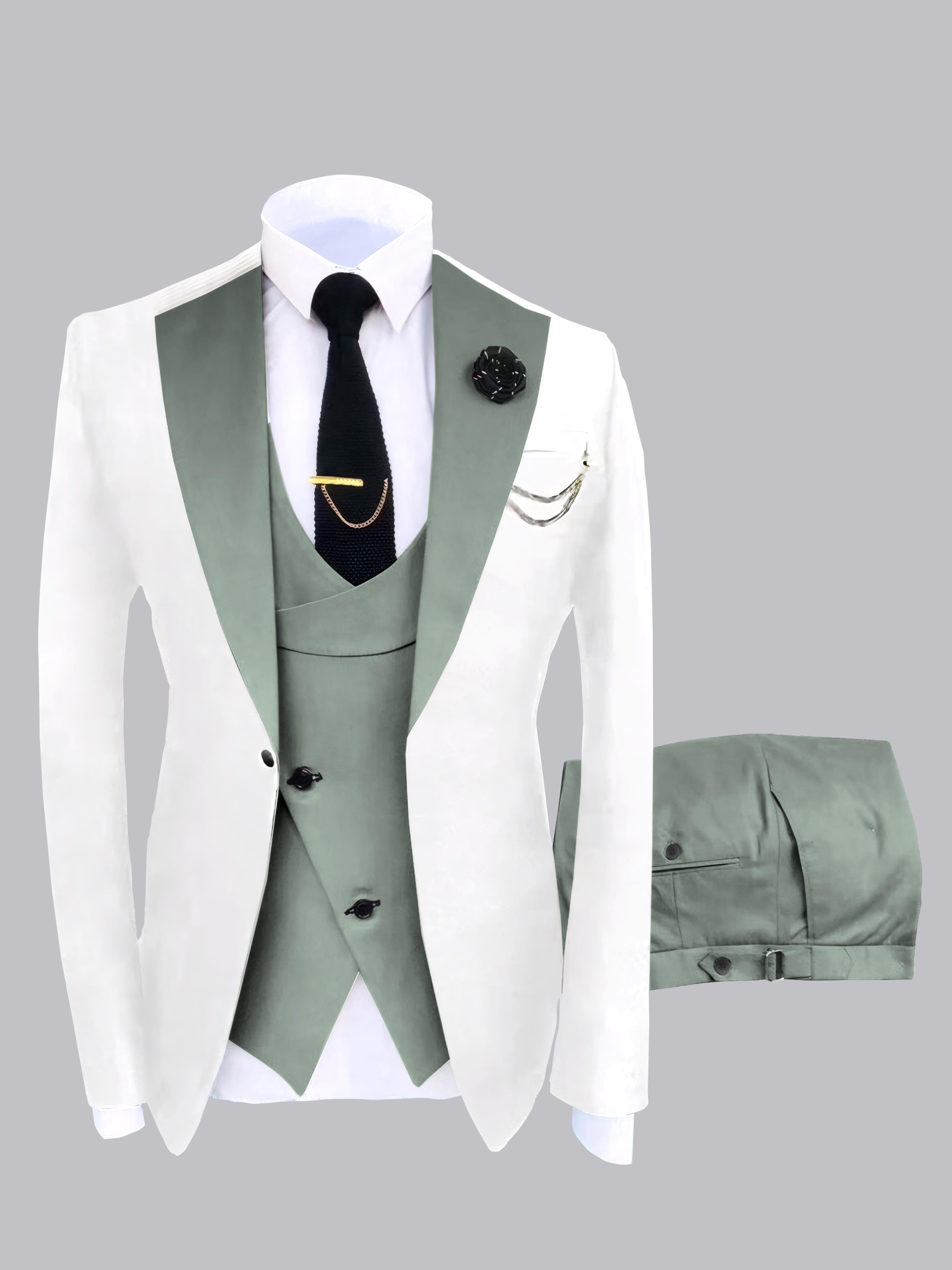 Modern Men's Contrast Colors 3 Pieces Wedding Suits