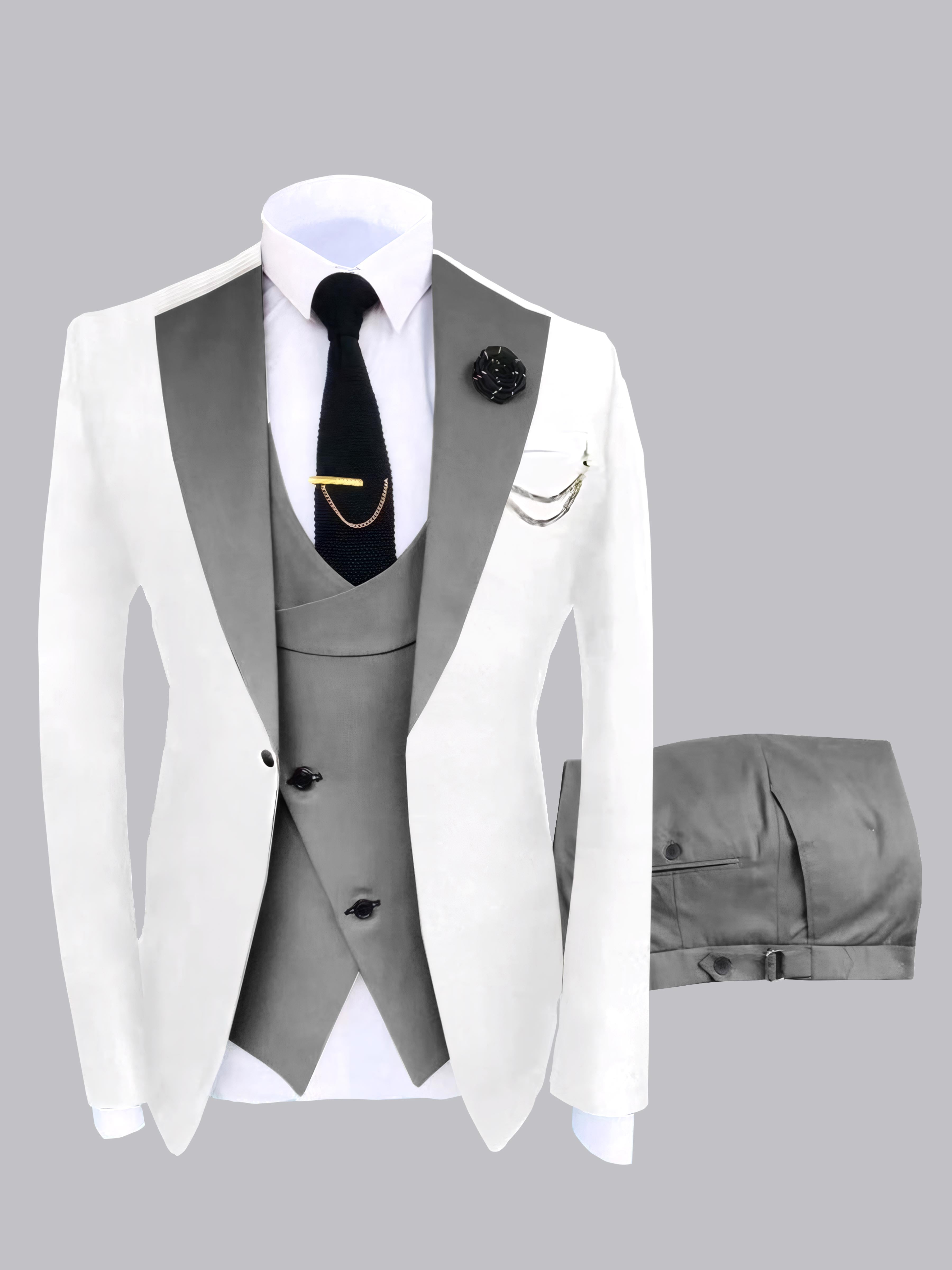 Modern Men's Contrast Colors 3 Pieces Wedding Suits