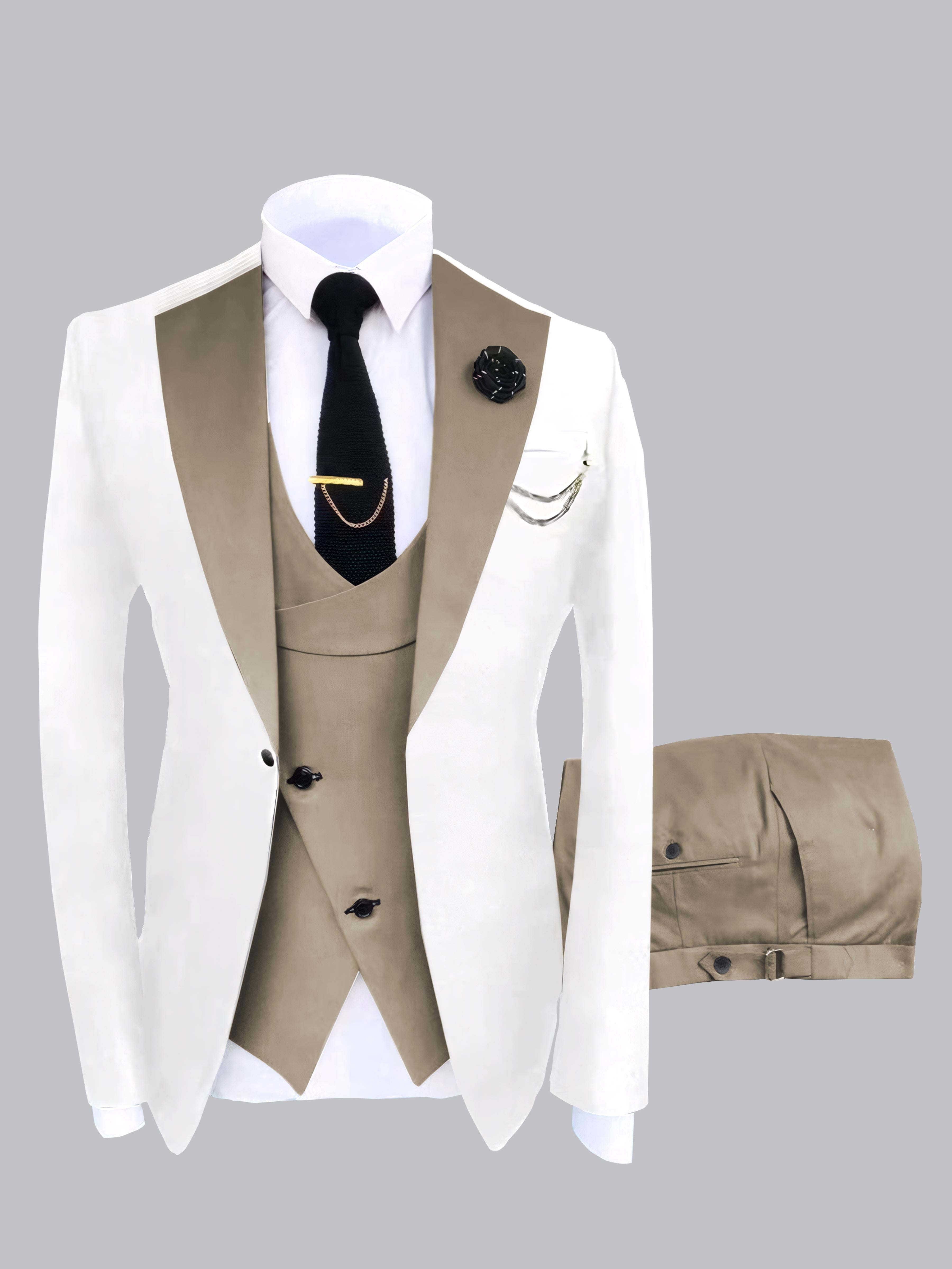 Modern Men's Contrast Colors 3 Pieces Wedding Suits