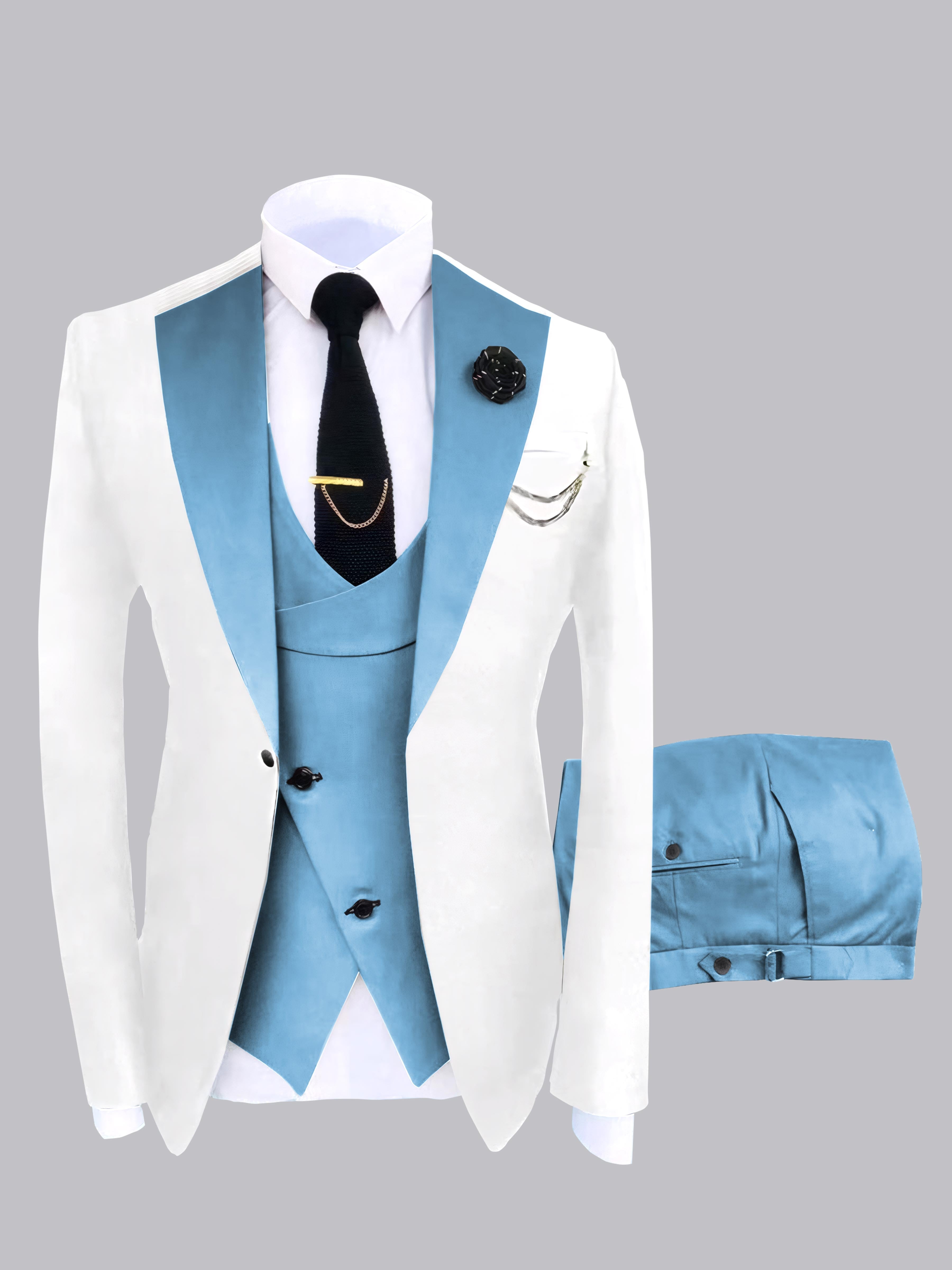 Modern Men's Contrast Colors 3 Pieces Wedding Suits