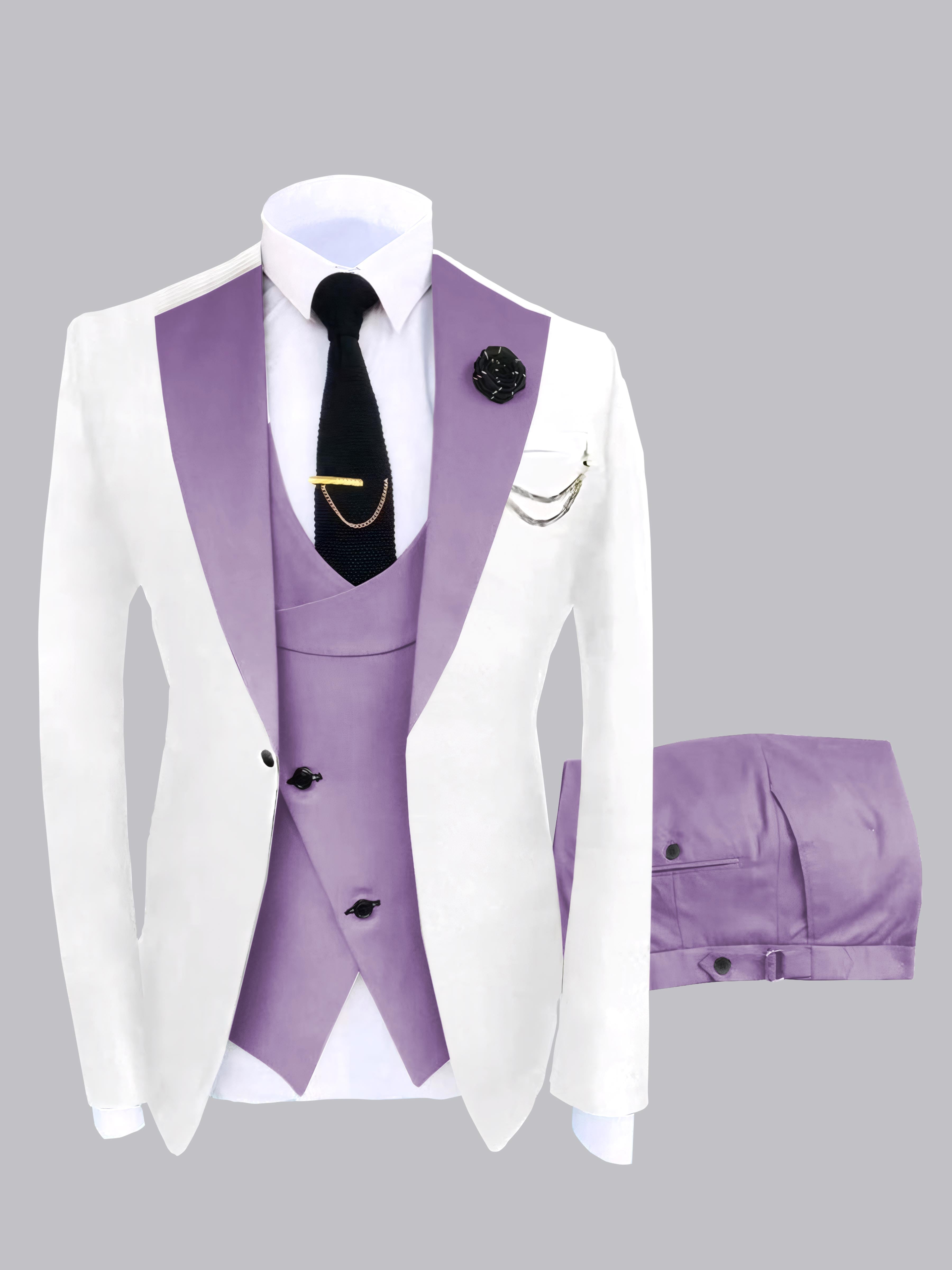 Modern Men's Contrast Colors 3 Pieces Wedding Suits