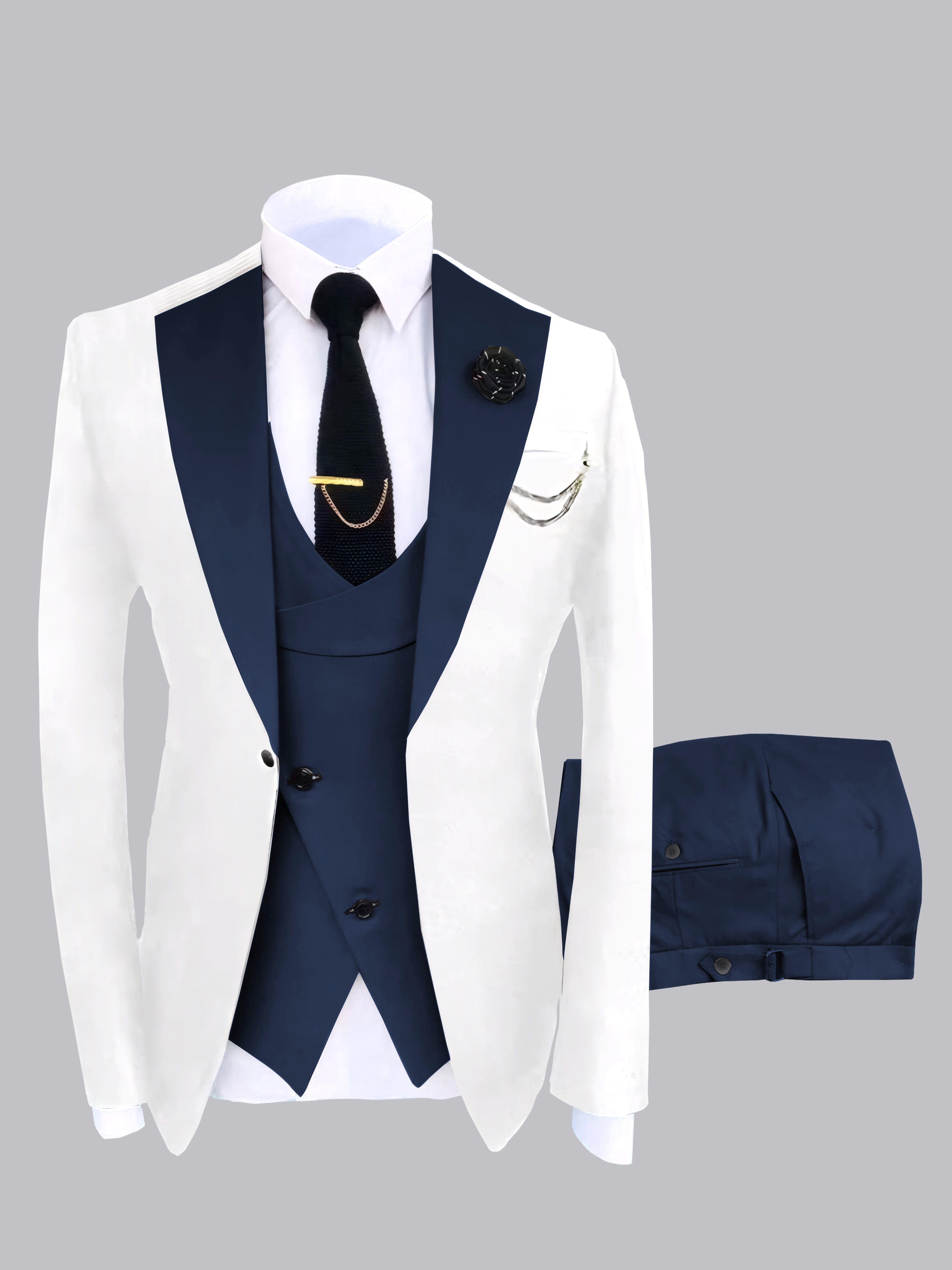 Modern Men's Contrast Colors 3 Pieces Wedding Suits