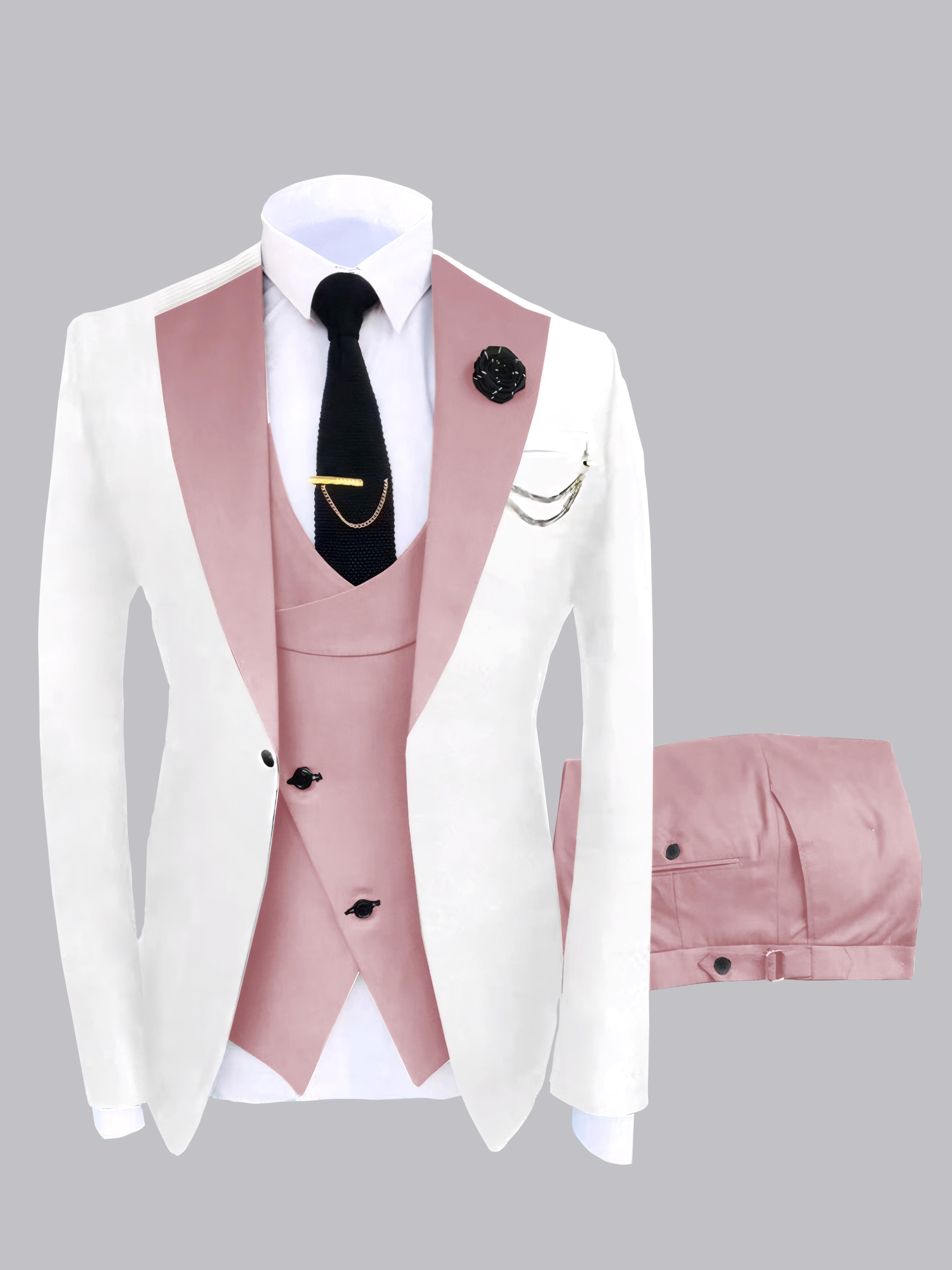 Modern Men's Contrast Colors 3 Pieces Wedding Suits