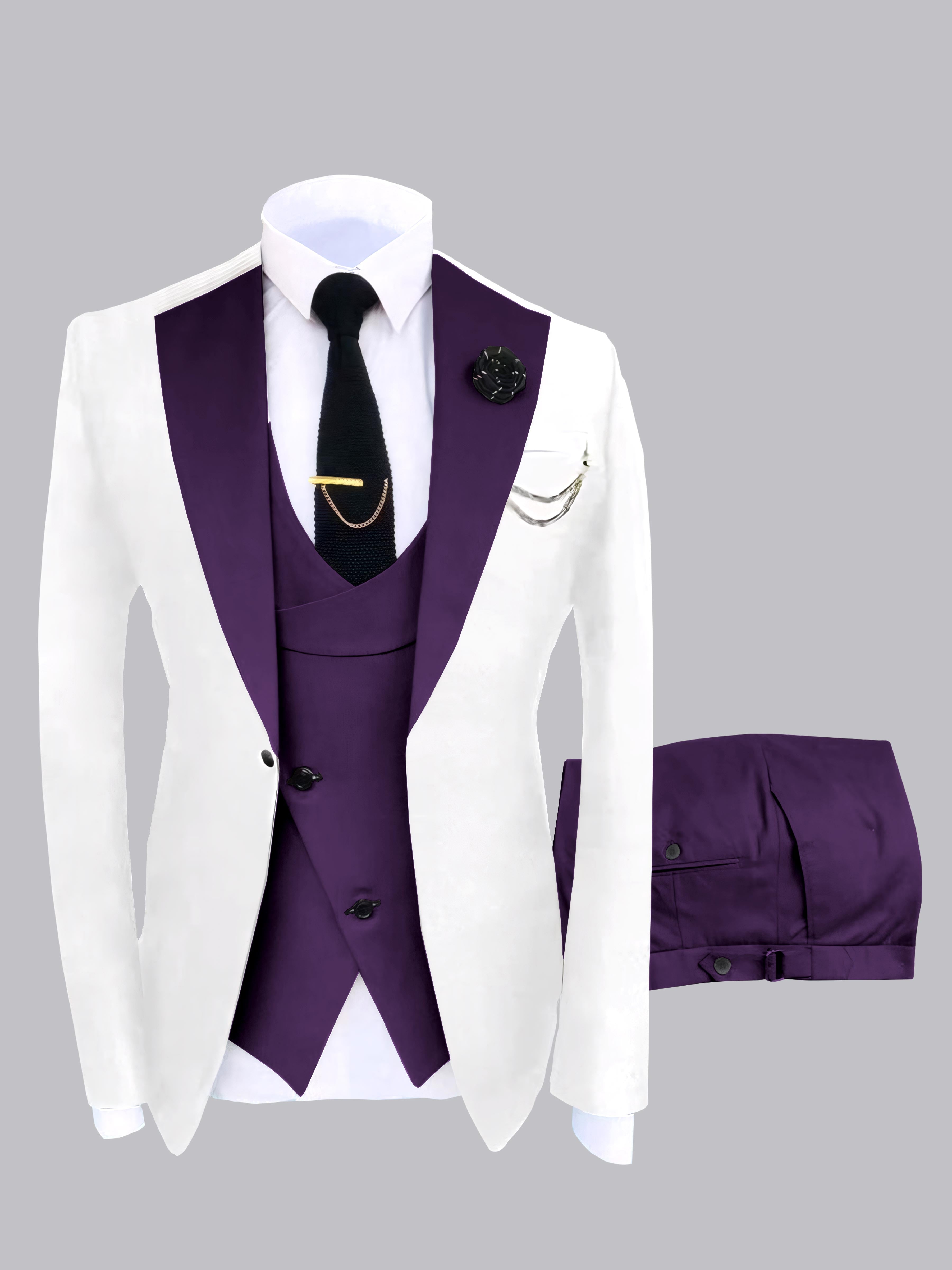 Modern Men's Contrast Colors 3 Pieces Wedding Suits